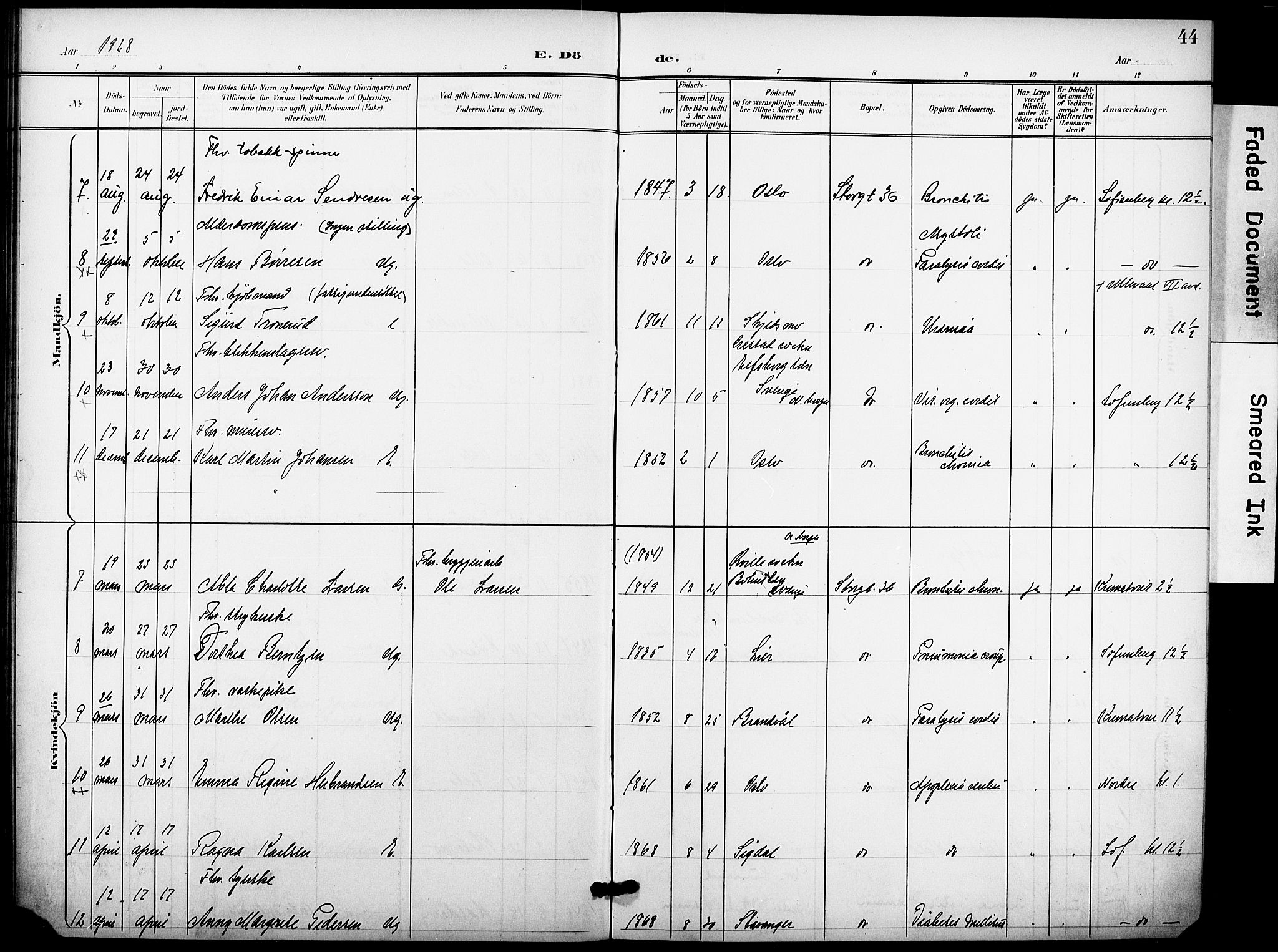 Krohgstøtten sykehusprest Kirkebøker, AV/SAO-A-10854/F/Fa/L0004: Parish register (official) no. 4, 1900-1935, p. 44