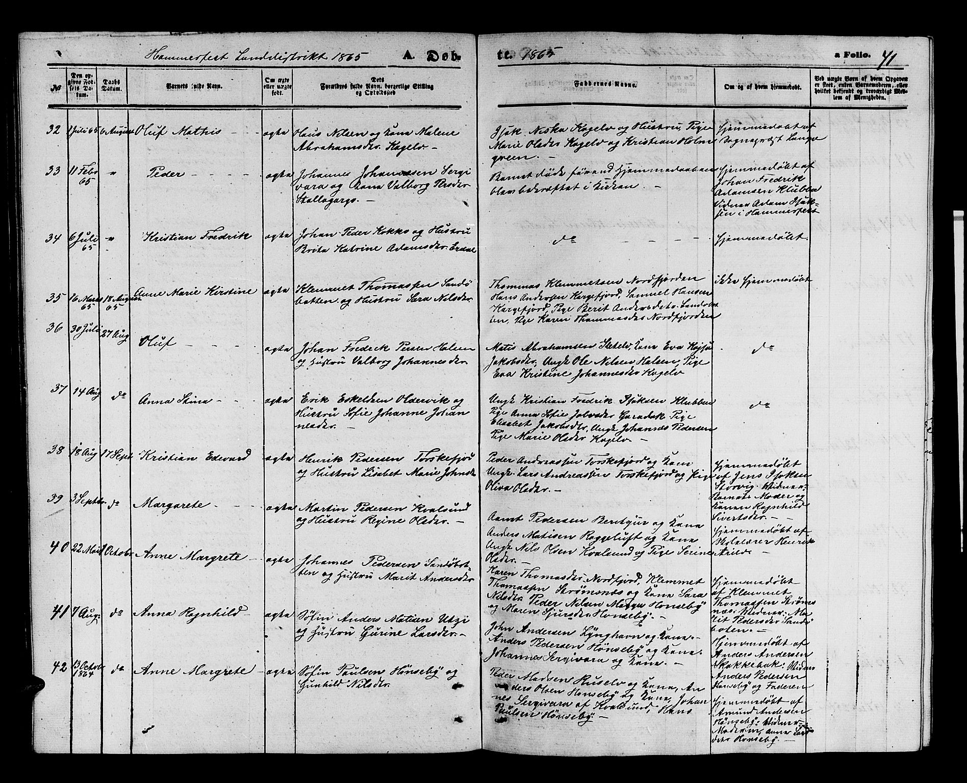Hammerfest sokneprestkontor, SATØ/S-1347/H/Hb/L0003.klokk: Parish register (copy) no. 3 /2, 1863-1868, p. 71