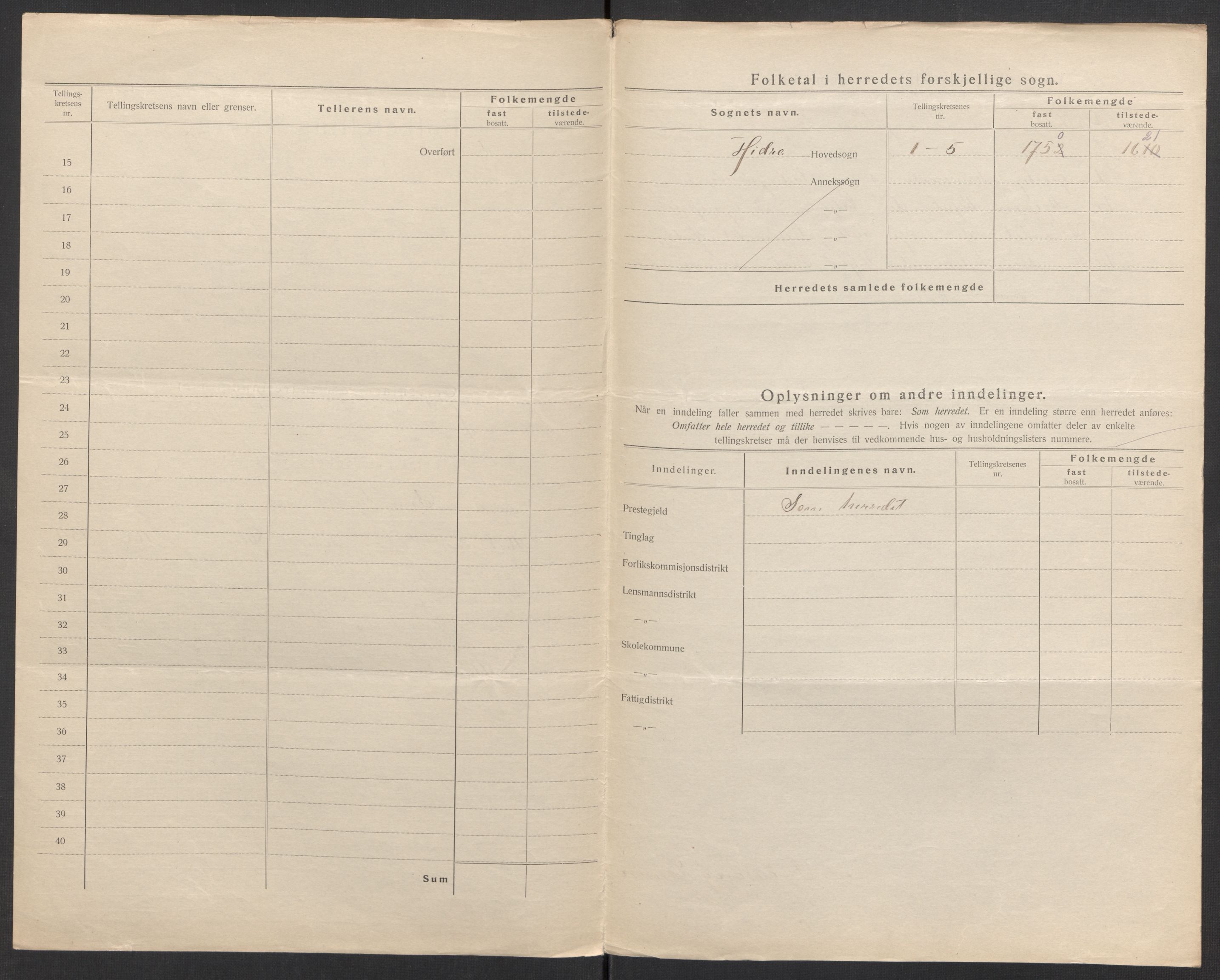 SAK, 1920 census for Hidra, 1920, p. 4