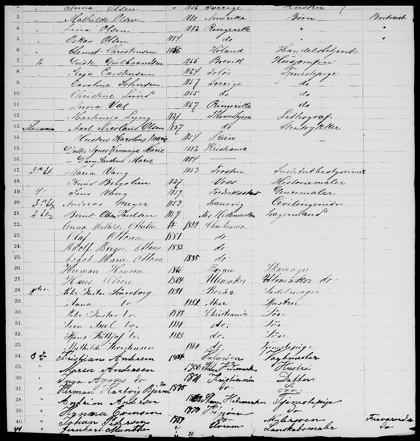 RA, 1885 census for 0301 Kristiania, 1885, p. 1904