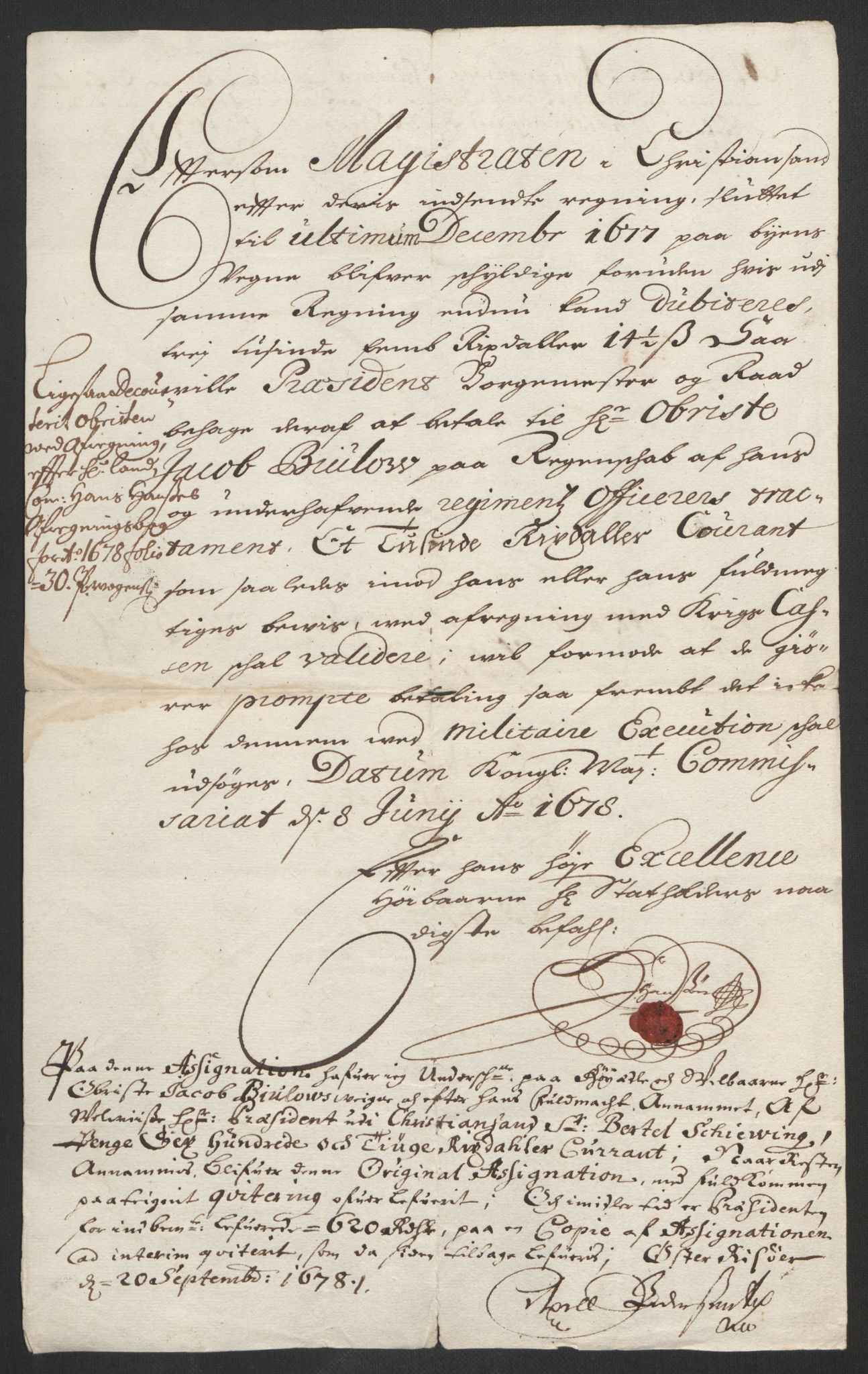 Rentekammeret inntil 1814, Reviderte regnskaper, Byregnskaper, AV/RA-EA-4066/R/Rm/L0258: [M1] Kontribusjonsregnskap, 1664-1700, p. 362