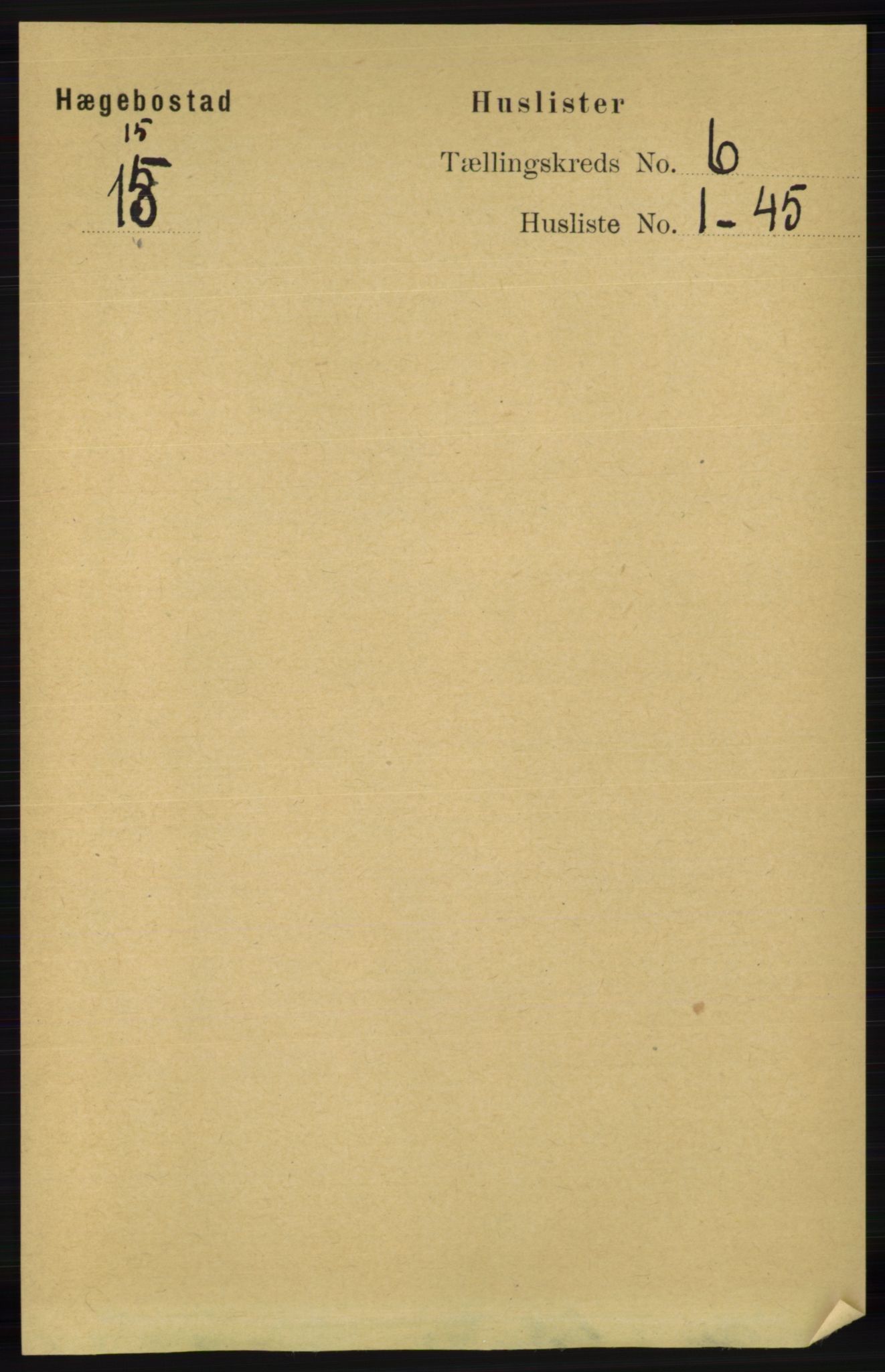 RA, 1891 census for 1034 Hægebostad, 1891, p. 1796