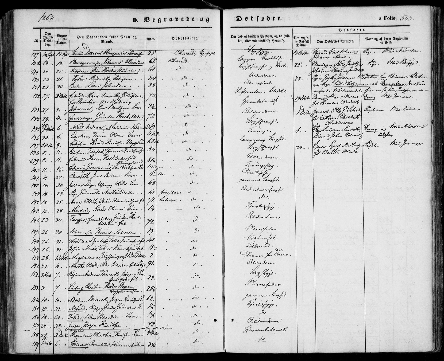 Kristiansand domprosti, SAK/1112-0006/F/Fa/L0014: Parish register (official) no. A 14, 1852-1867, p. 503
