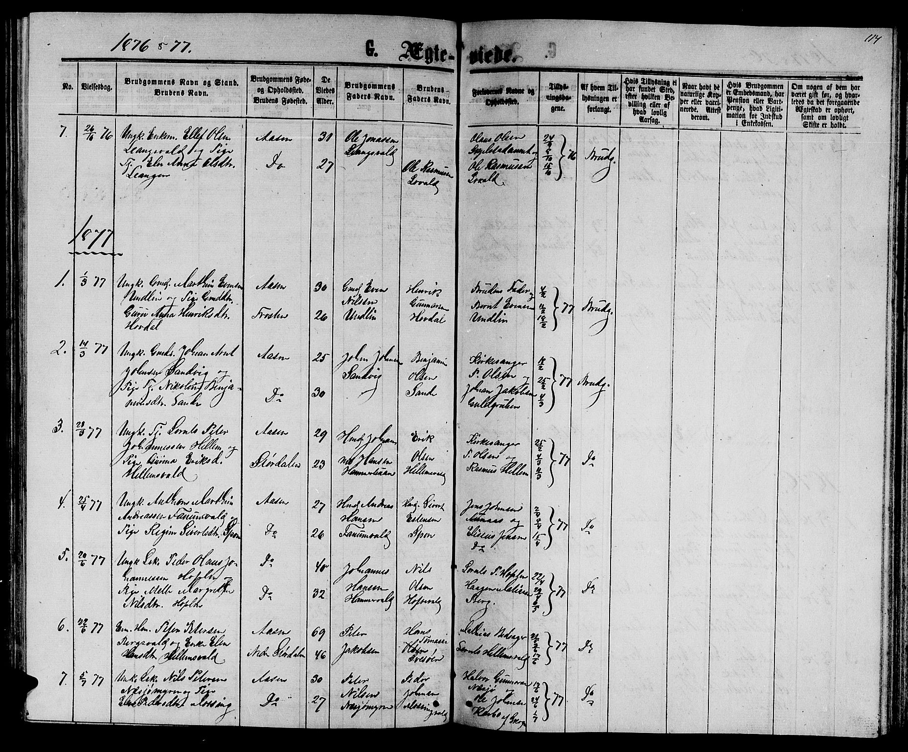 Ministerialprotokoller, klokkerbøker og fødselsregistre - Nord-Trøndelag, SAT/A-1458/714/L0133: Parish register (copy) no. 714C02, 1865-1877, p. 114