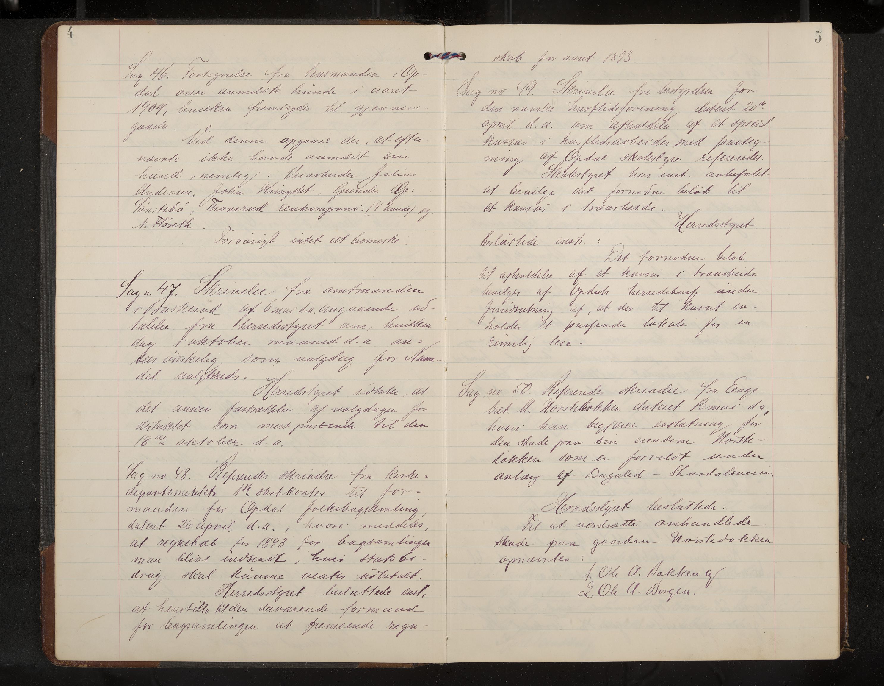 Uvdal formannskap og sentraladministrasjon, IKAK/0634021/A/Aa/L0002: Møtebok, 1909-1915, p. 4-5