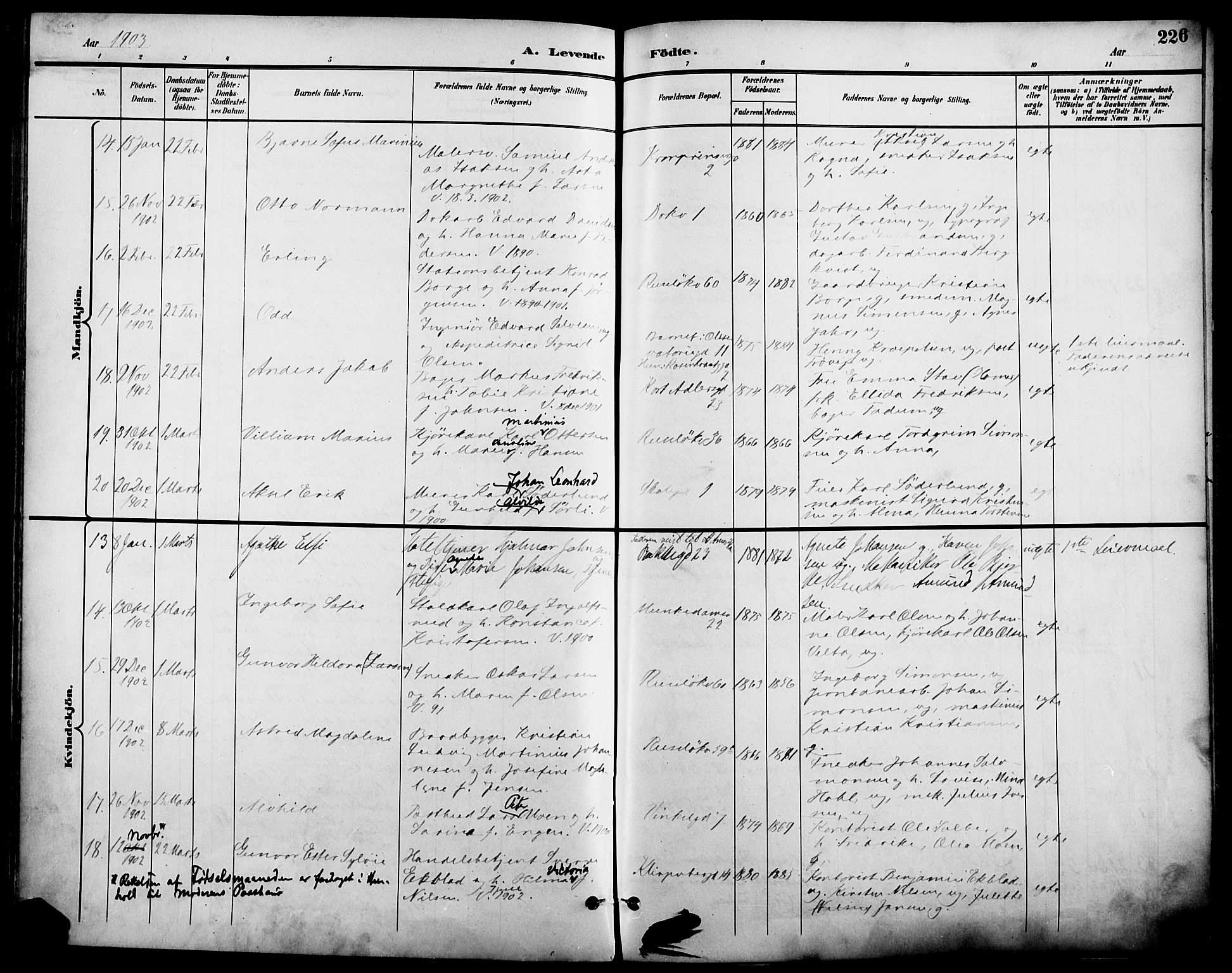 Johannes prestekontor Kirkebøker, SAO/A-10852/F/Fa/L0007: Parish register (official) no. 7, 1896-1905, p. 226