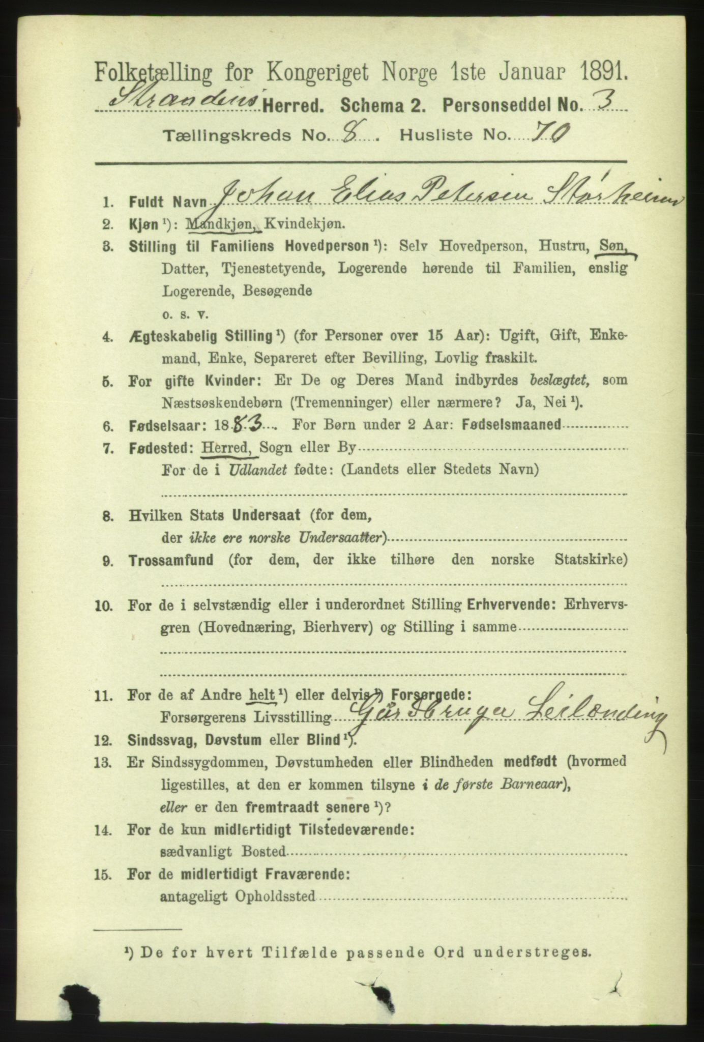 RA, 1891 census for 1525 Stranda, 1891, p. 2161