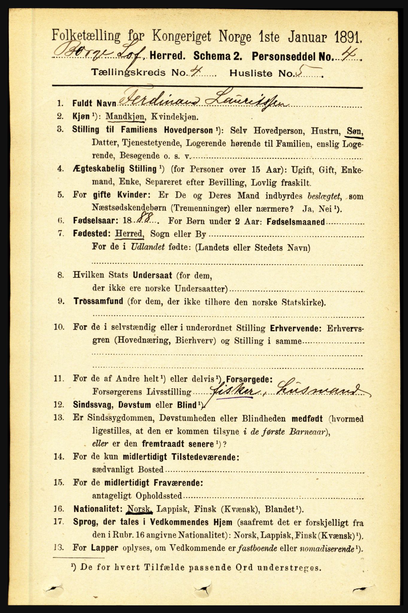 RA, 1891 census for 1862 Borge, 1891, p. 2194