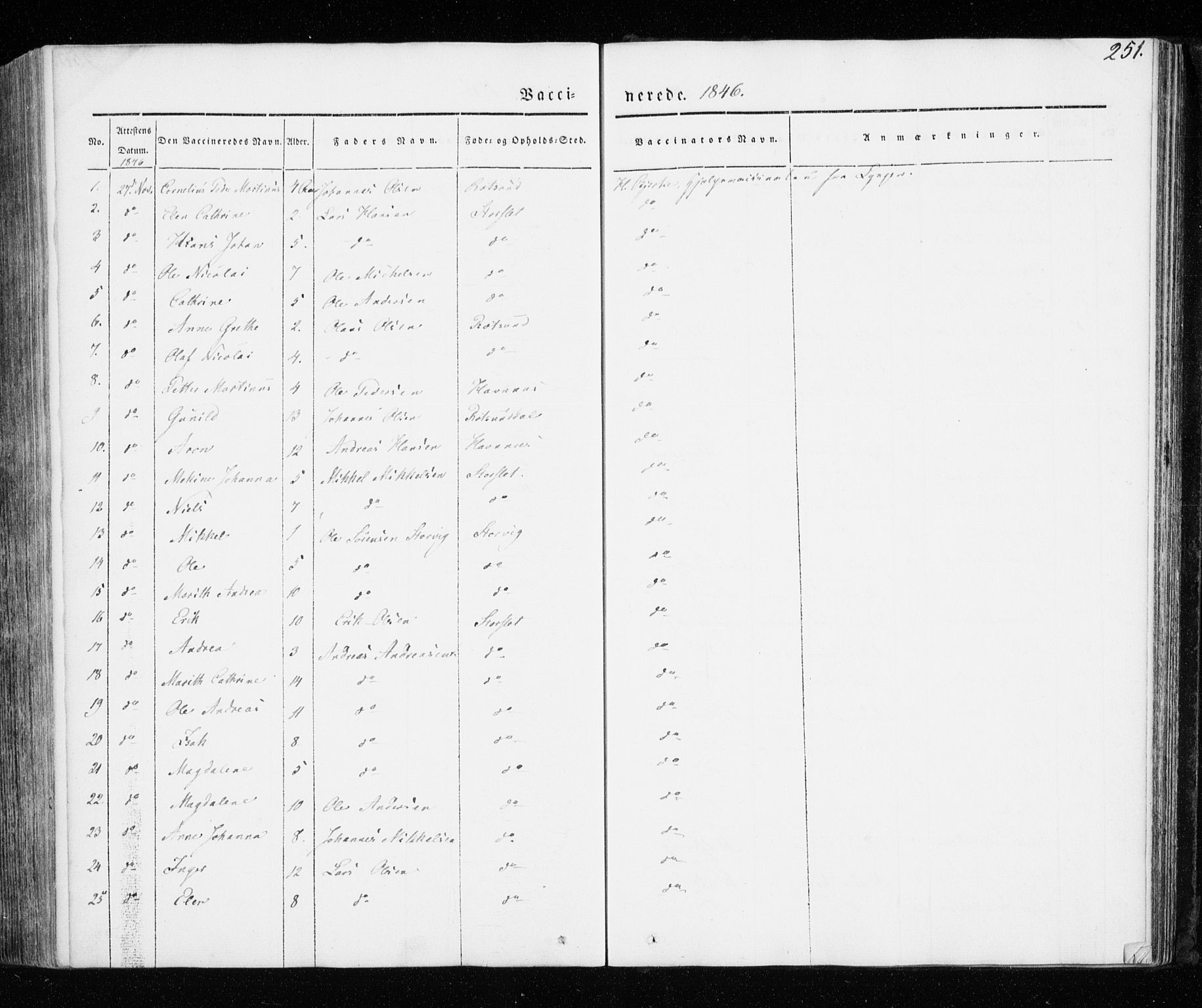 Skjervøy sokneprestkontor, AV/SATØ-S-1300/H/Ha/Haa/L0005kirke: Parish register (official) no. 5, 1838-1847, p. 251