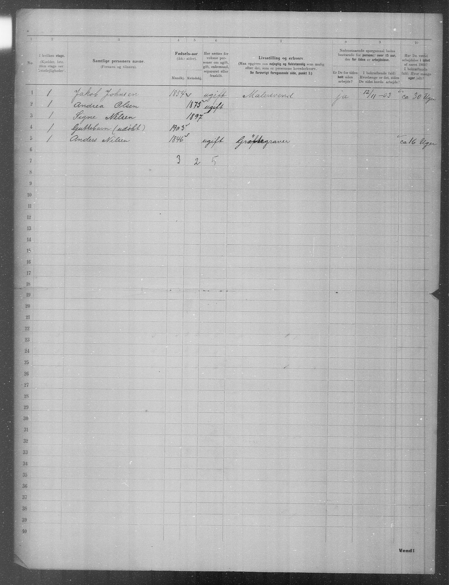 OBA, Municipal Census 1903 for Kristiania, 1903, p. 19