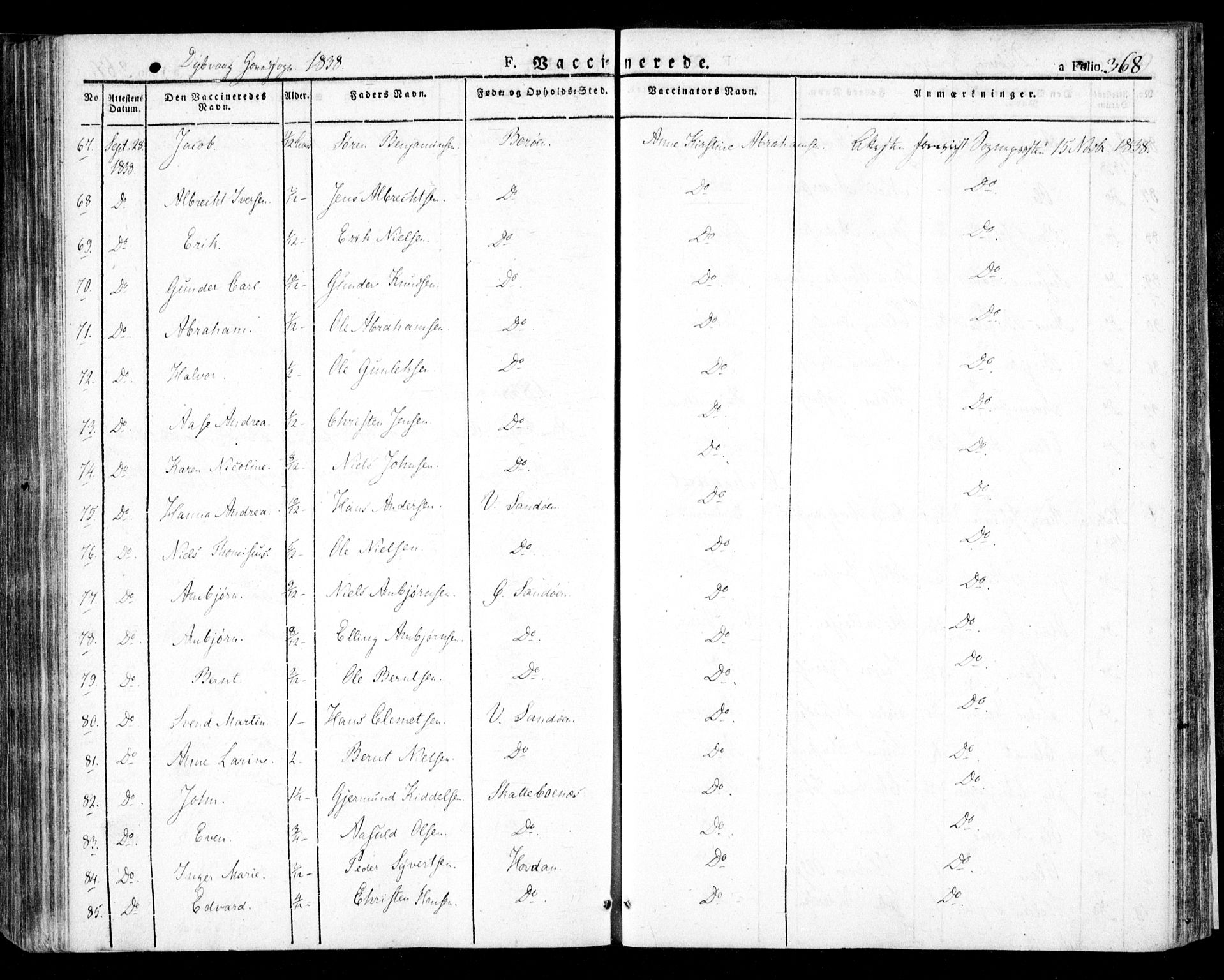 Dypvåg sokneprestkontor, SAK/1111-0007/F/Fa/Faa/L0004: Parish register (official) no. A 4, 1824-1840, p. 368