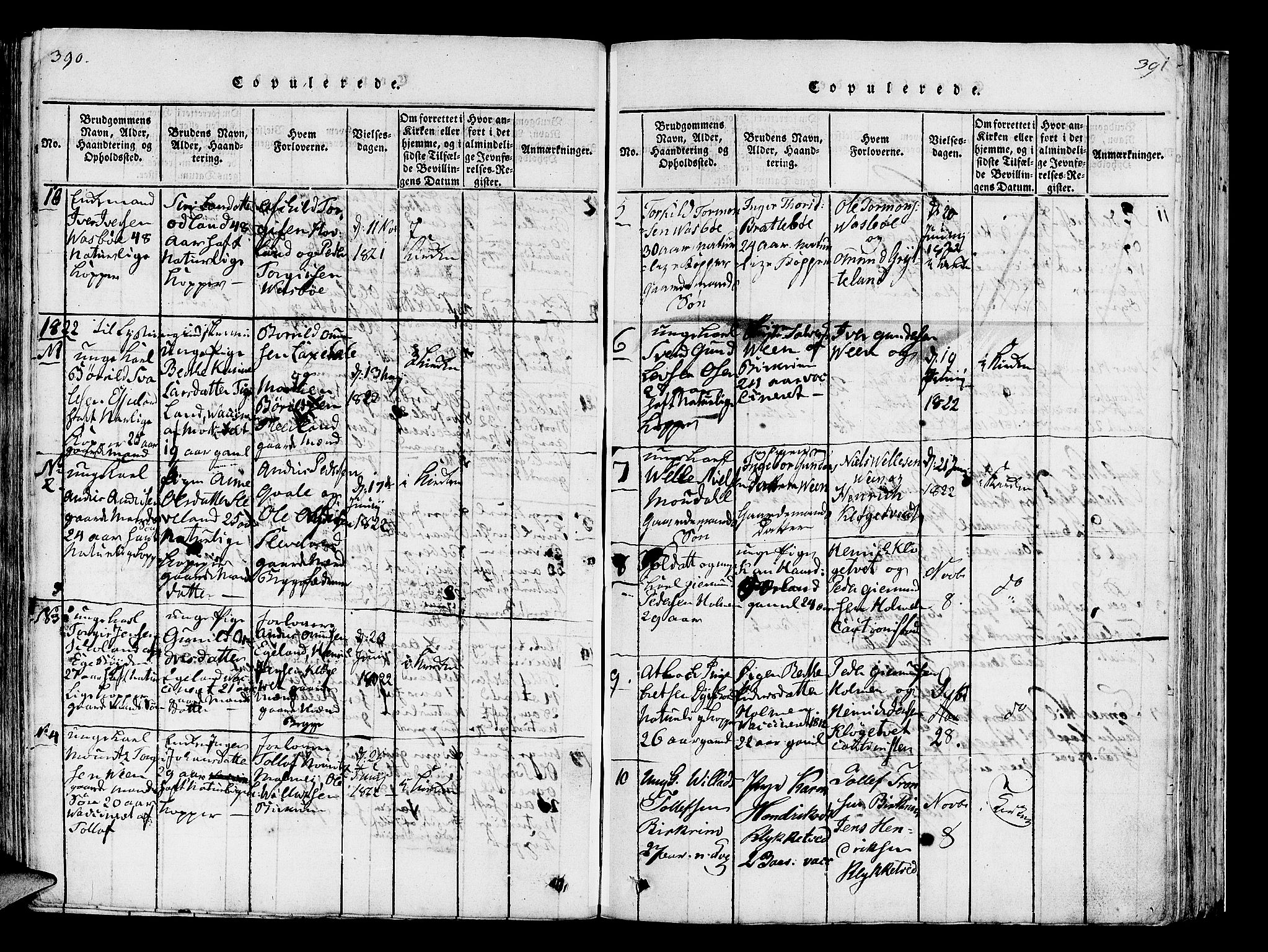 Helleland sokneprestkontor, SAST/A-101810: Parish register (official) no. A 5, 1815-1834, p. 390-391