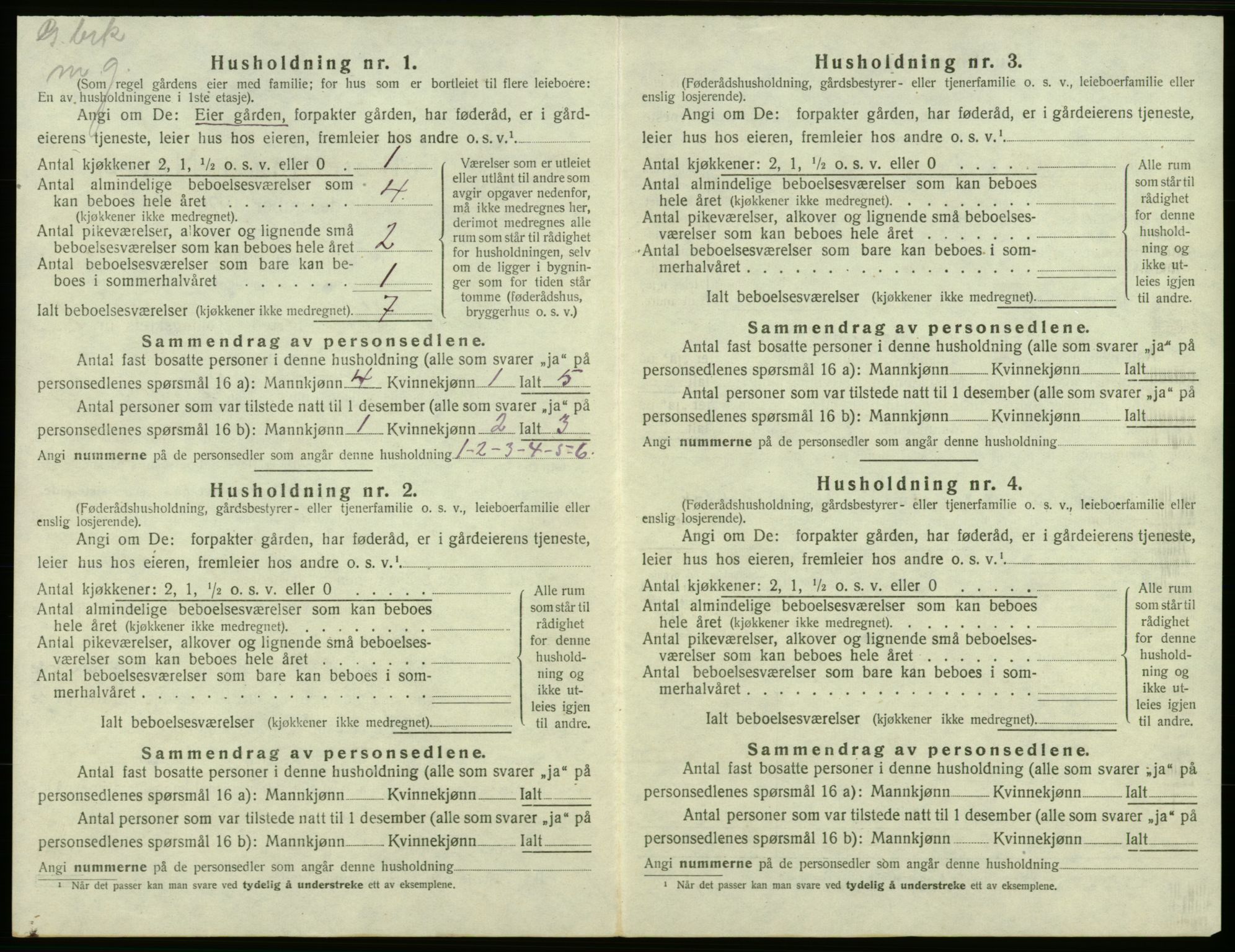 SAB, 1920 census for Bremnes, 1920, p. 50