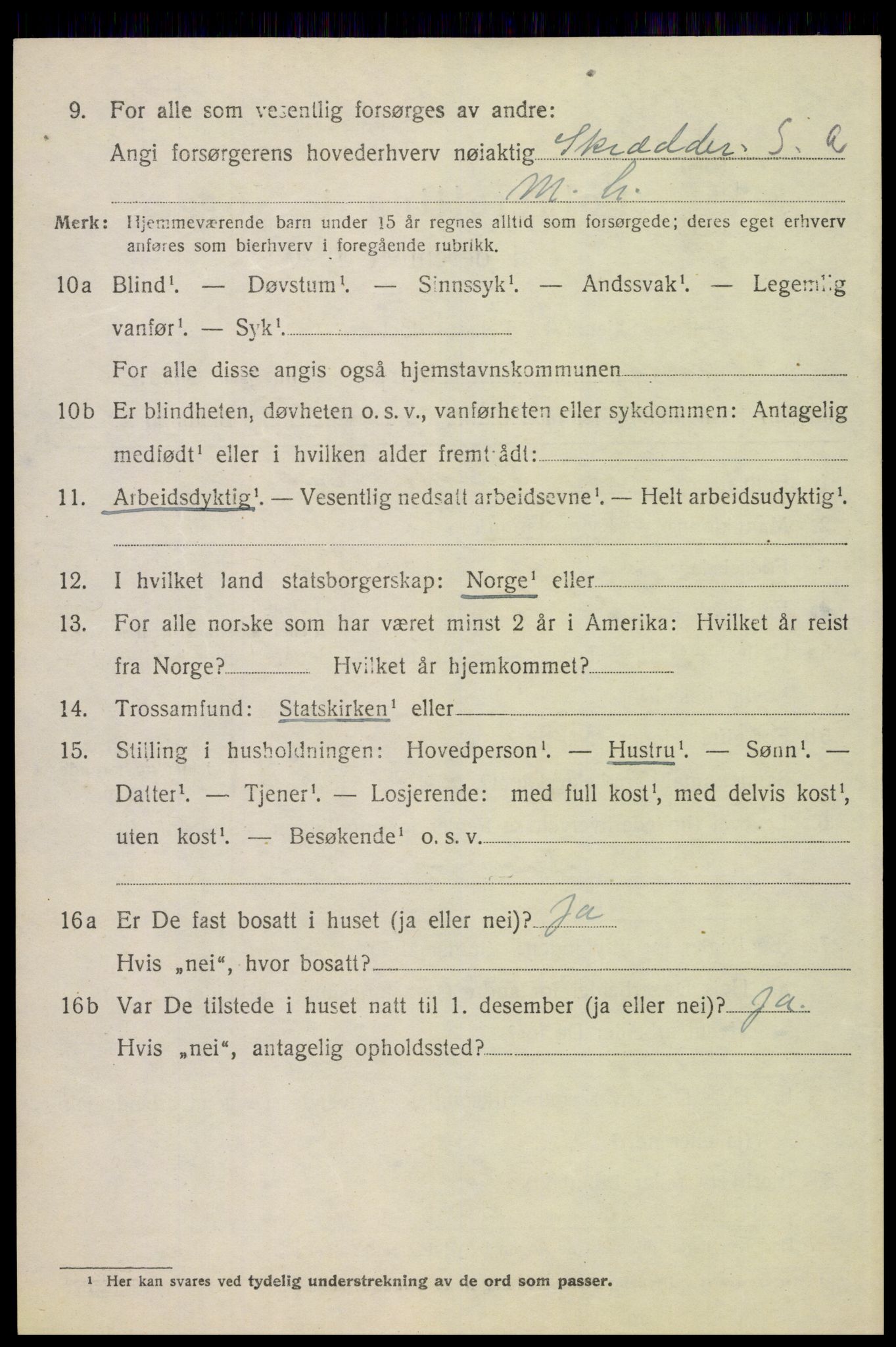 SAH, 1920 census for Tynset, 1920, p. 6897