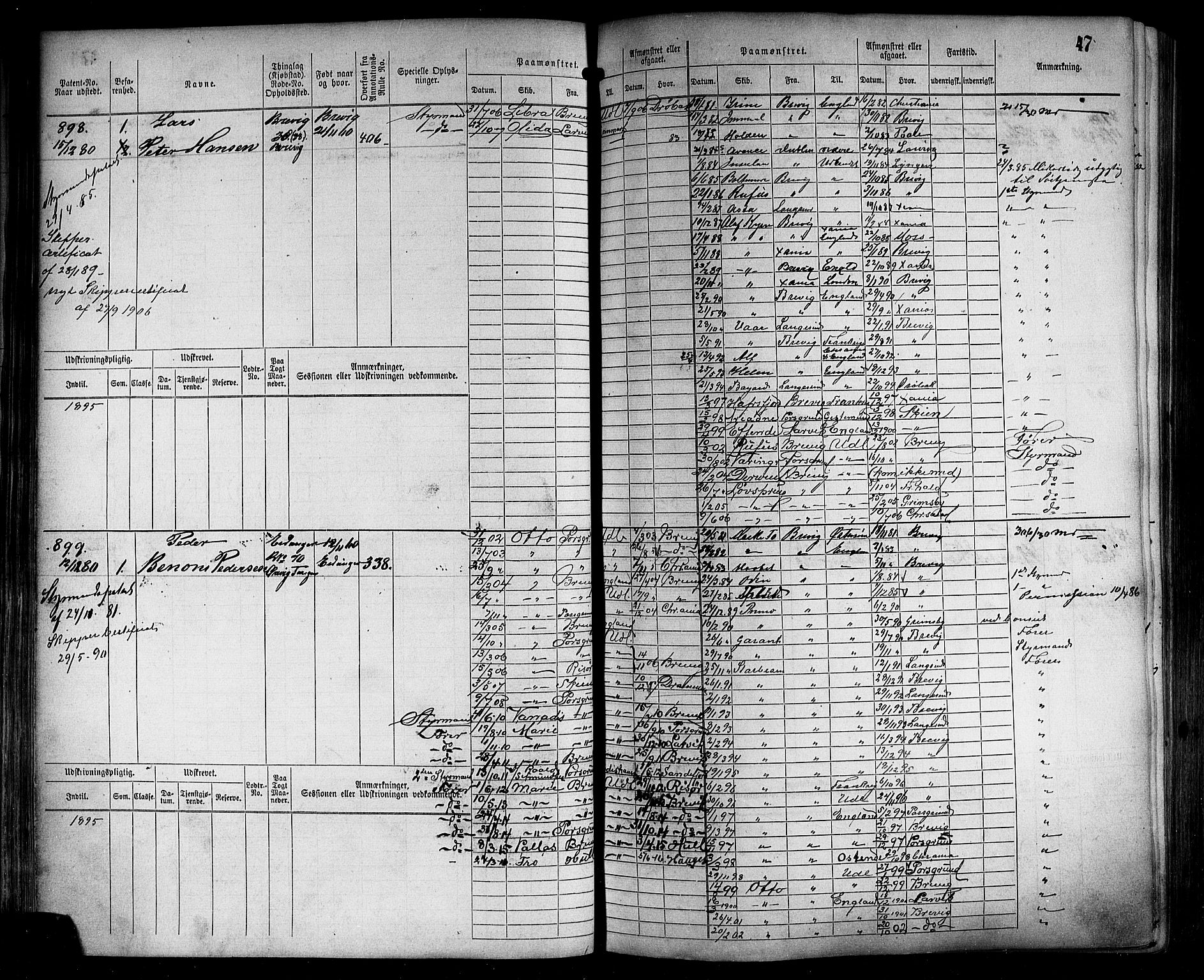 Brevik innrulleringskontor, AV/SAKO-A-833/F/Fb/L0004: Hovedrulle, 1878-1897, p. 49