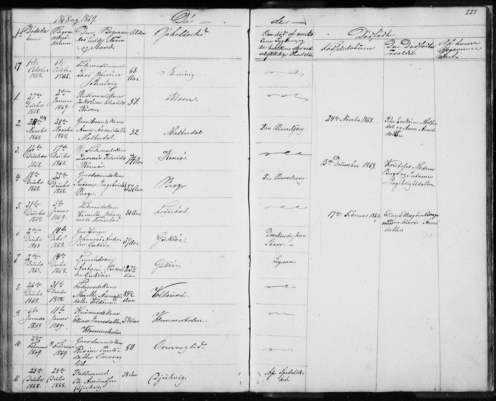 Ministerialprotokoller, klokkerbøker og fødselsregistre - Møre og Romsdal, AV/SAT-A-1454/507/L0079: Parish register (copy) no. 507C02, 1854-1877, p. 223