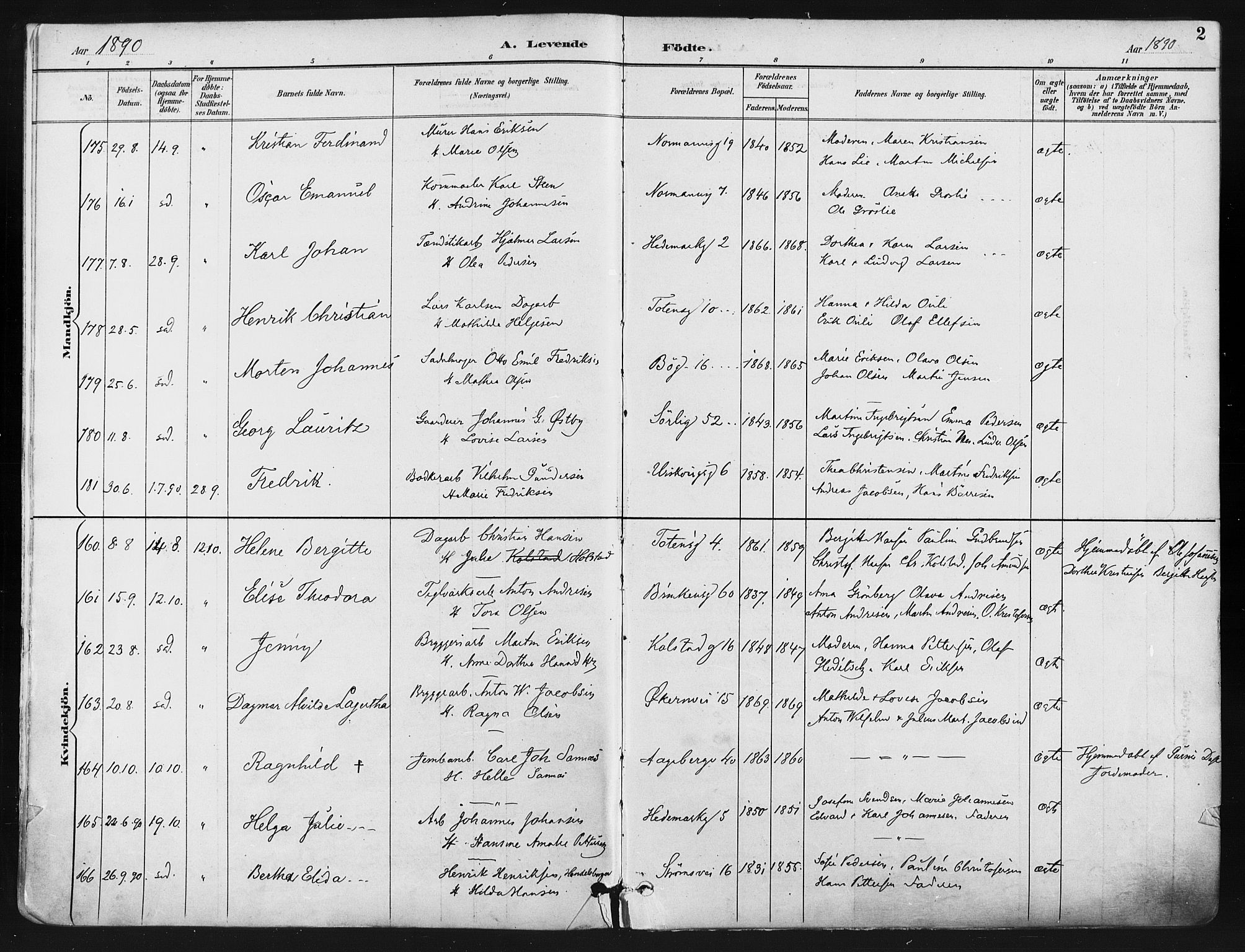 Kampen prestekontor Kirkebøker, AV/SAO-A-10853/F/Fa/L0005: Parish register (official) no. I 5, 1890-1902, p. 2