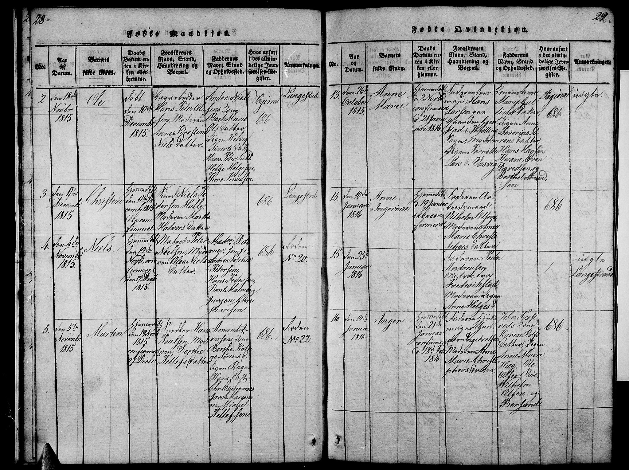 Larvik kirkebøker, AV/SAKO-A-352/F/Fa/L0001: Parish register (official) no. I 1, 1814-1825, p. 28-29