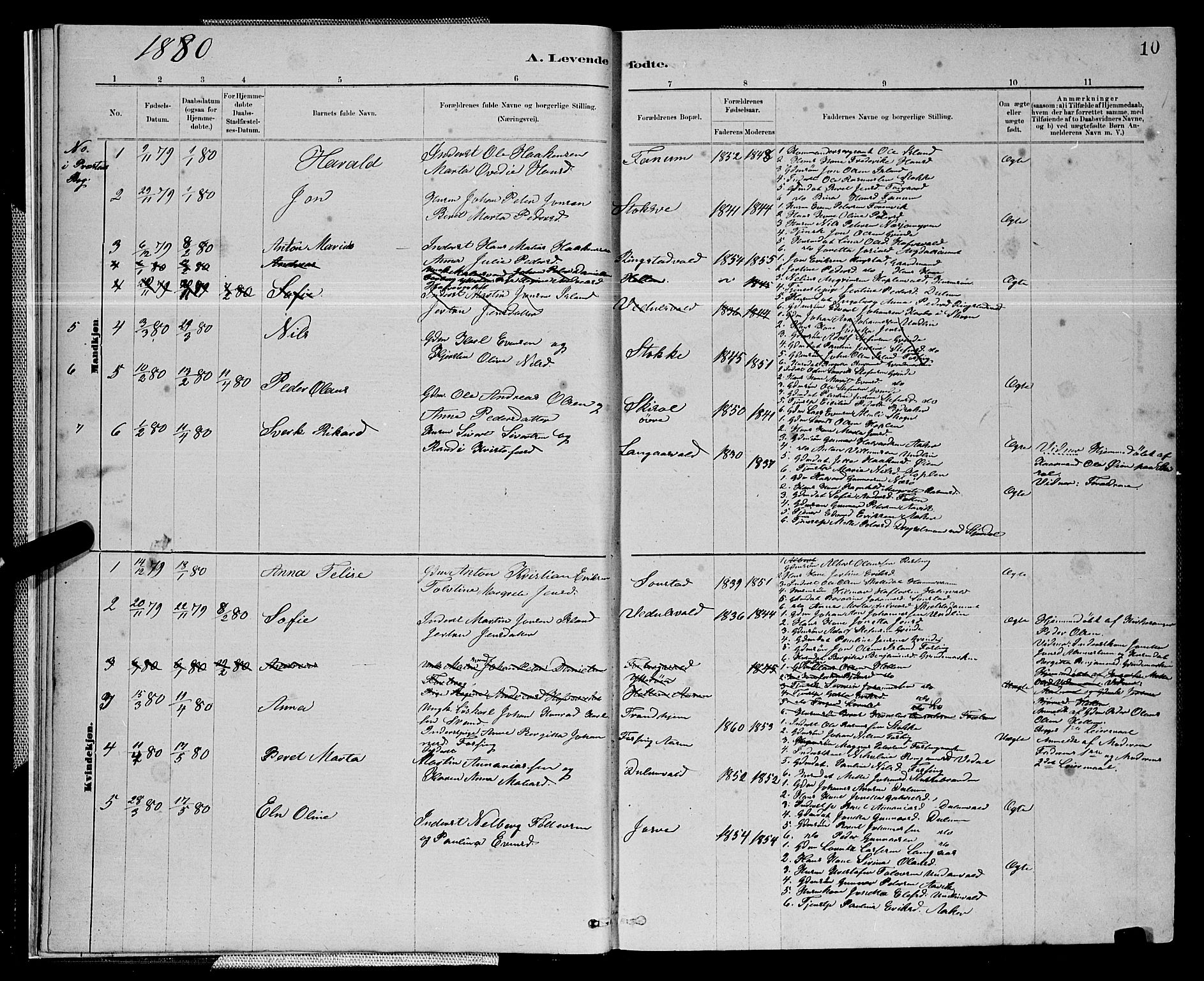 Ministerialprotokoller, klokkerbøker og fødselsregistre - Nord-Trøndelag, SAT/A-1458/714/L0134: Parish register (copy) no. 714C03, 1878-1898, p. 10