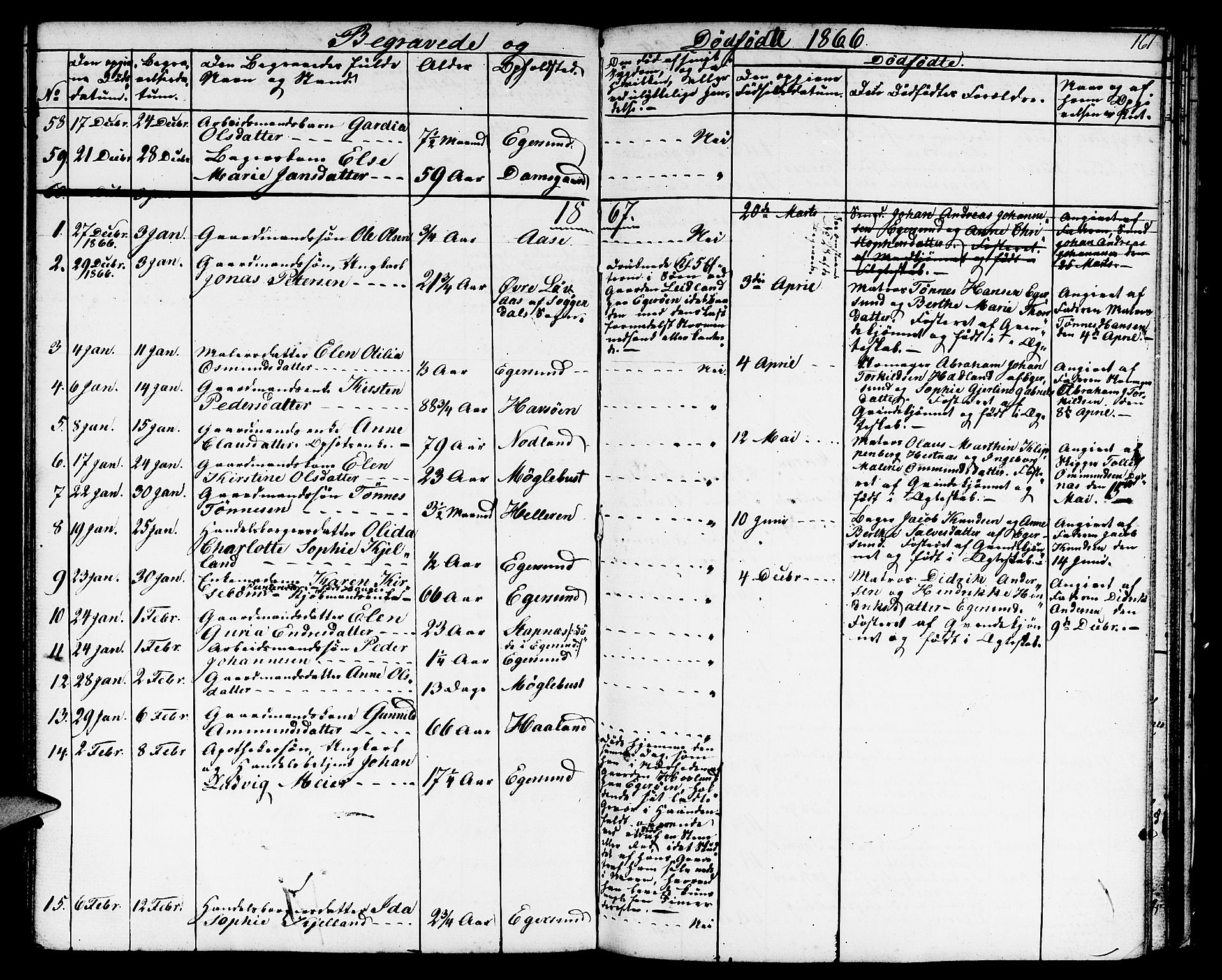 Eigersund sokneprestkontor, SAST/A-101807/S09/L0004: Parish register (copy) no. B 4, 1855-1871, p. 161