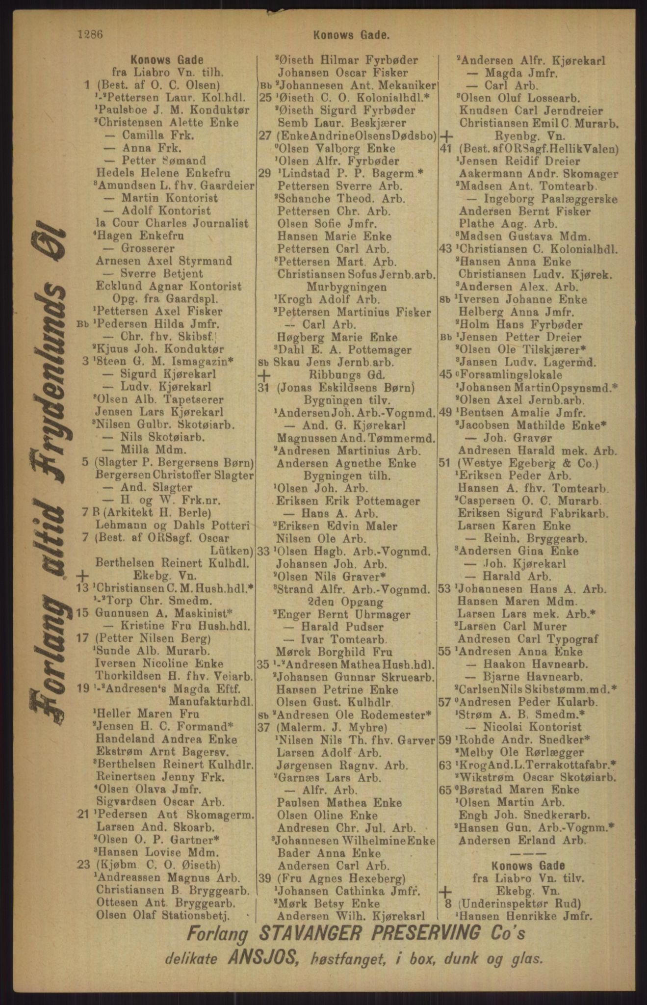 Kristiania/Oslo adressebok, PUBL/-, 1911, p. 1286