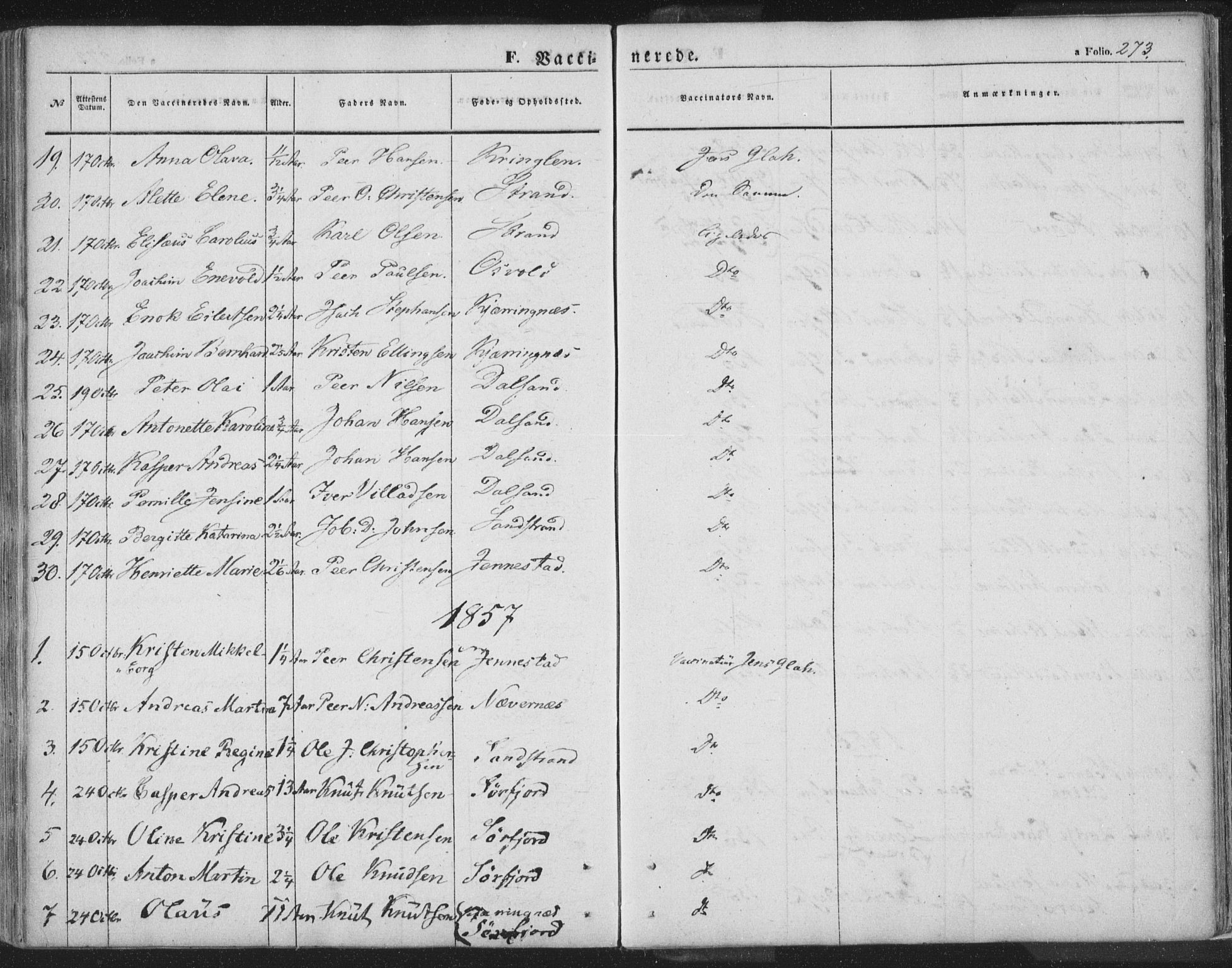 Ministerialprotokoller, klokkerbøker og fødselsregistre - Nordland, AV/SAT-A-1459/895/L1369: Parish register (official) no. 895A04, 1852-1872, p. 273