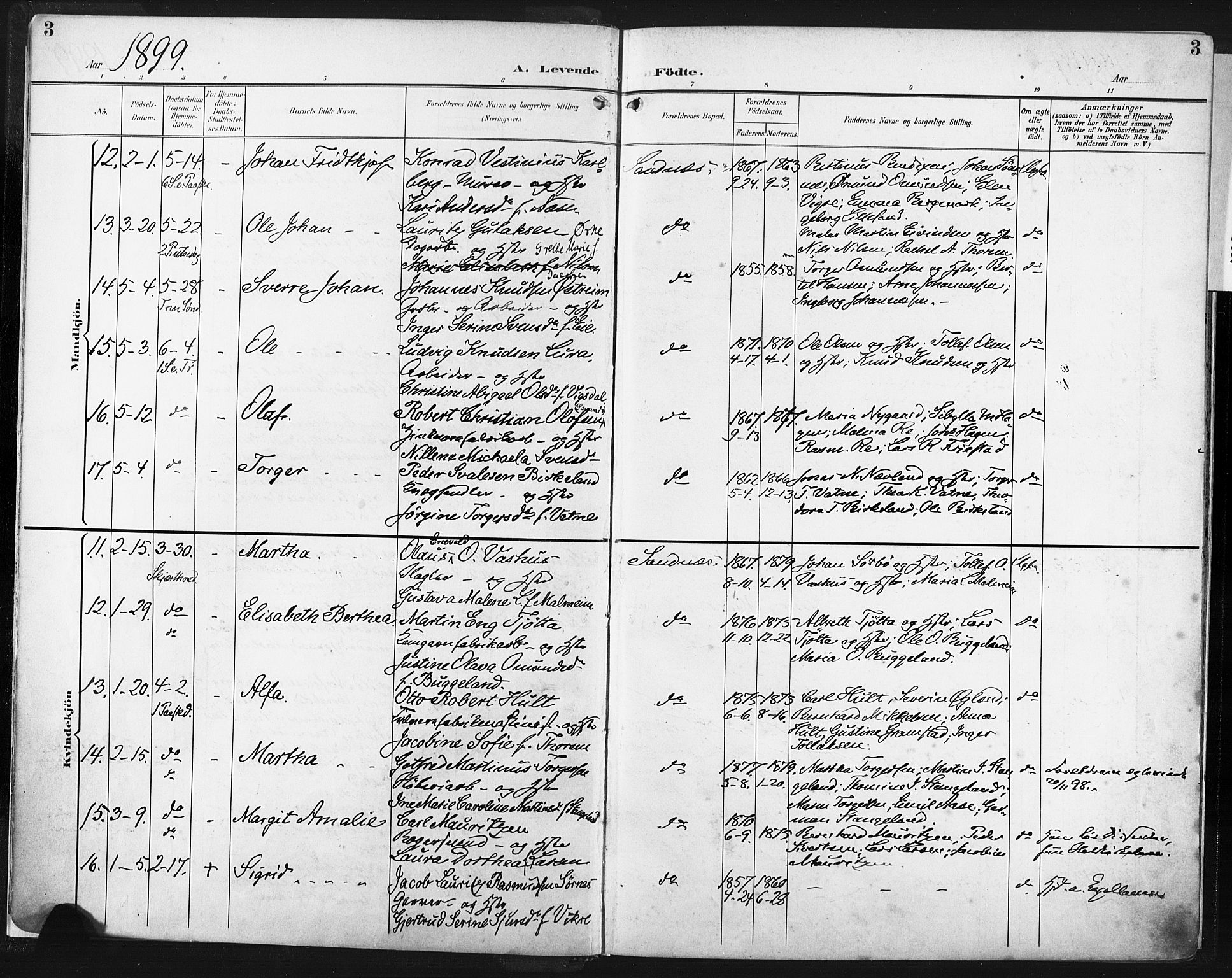 Høyland sokneprestkontor, AV/SAST-A-101799/001/30BA/L0016: Parish register (official) no. A 16, 1899-1911, p. 3