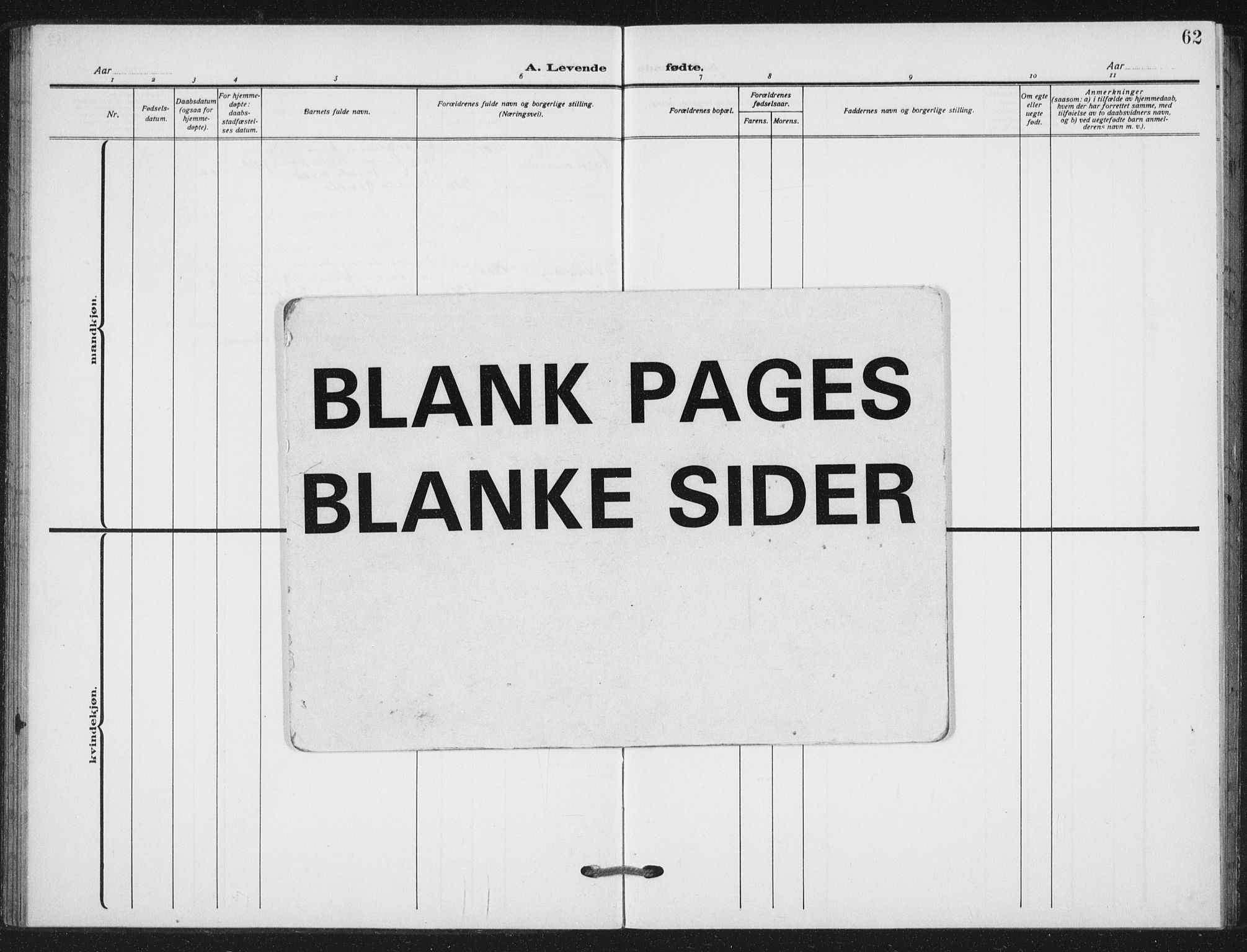 Ministerialprotokoller, klokkerbøker og fødselsregistre - Nord-Trøndelag, SAT/A-1458/712/L0102: Parish register (official) no. 712A03, 1916-1929, p. 62