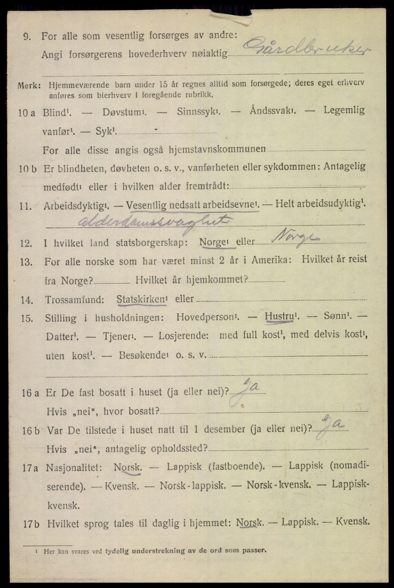 SAT, 1920 census for Dverberg, 1920, p. 7111