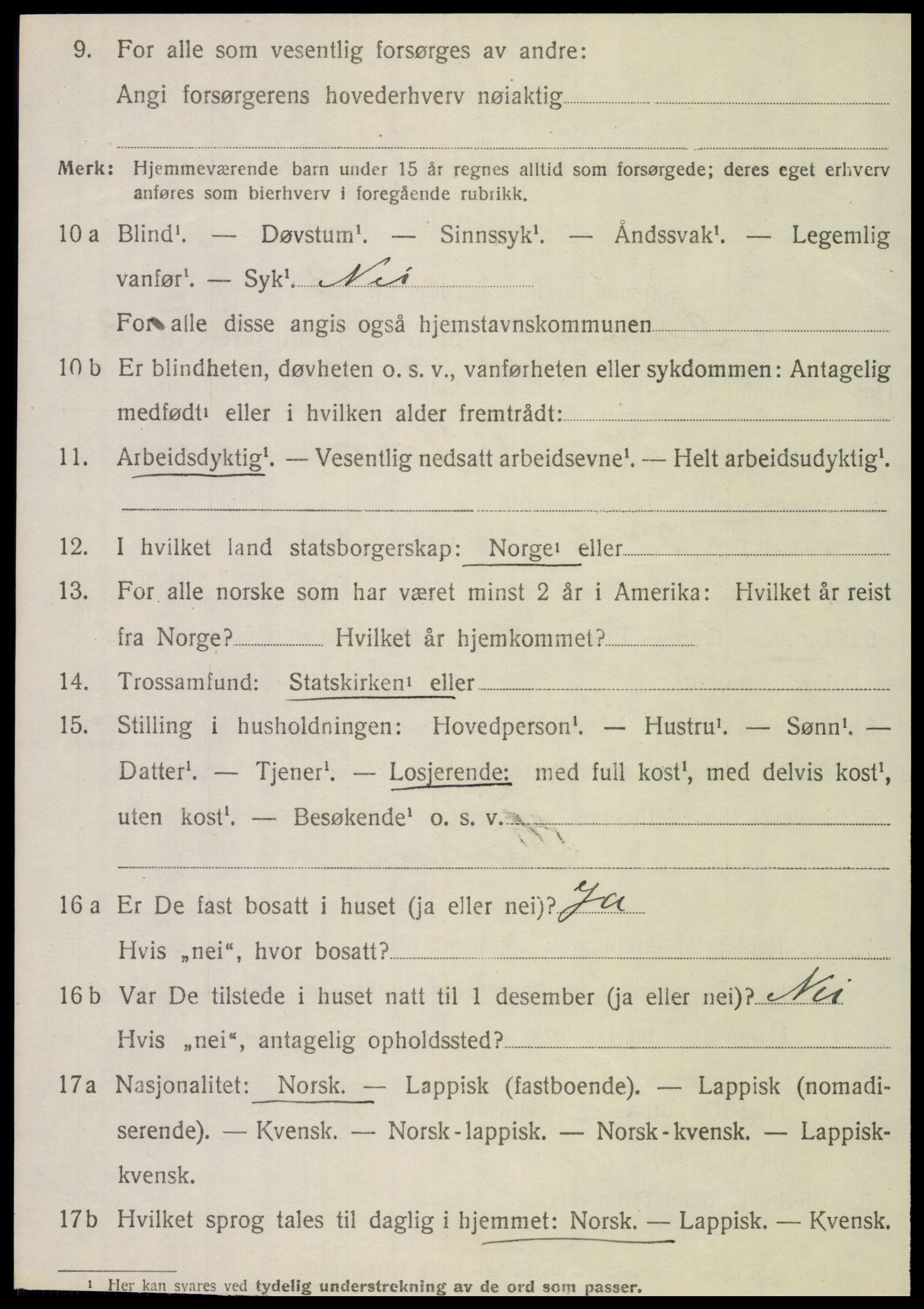 SAT, 1920 census for Dønnes, 1920, p. 2151