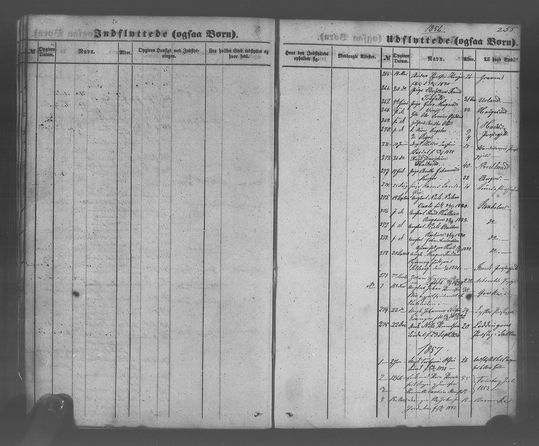 Voss sokneprestembete, SAB/A-79001/H/Haa: Parish register (official) no. A 20, 1855-1886, p. 255
