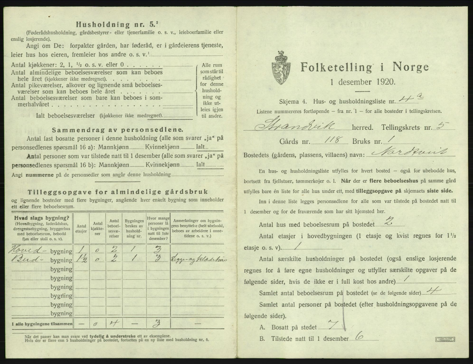 SAB, 1920 census for Strandvik, 1920, p. 604