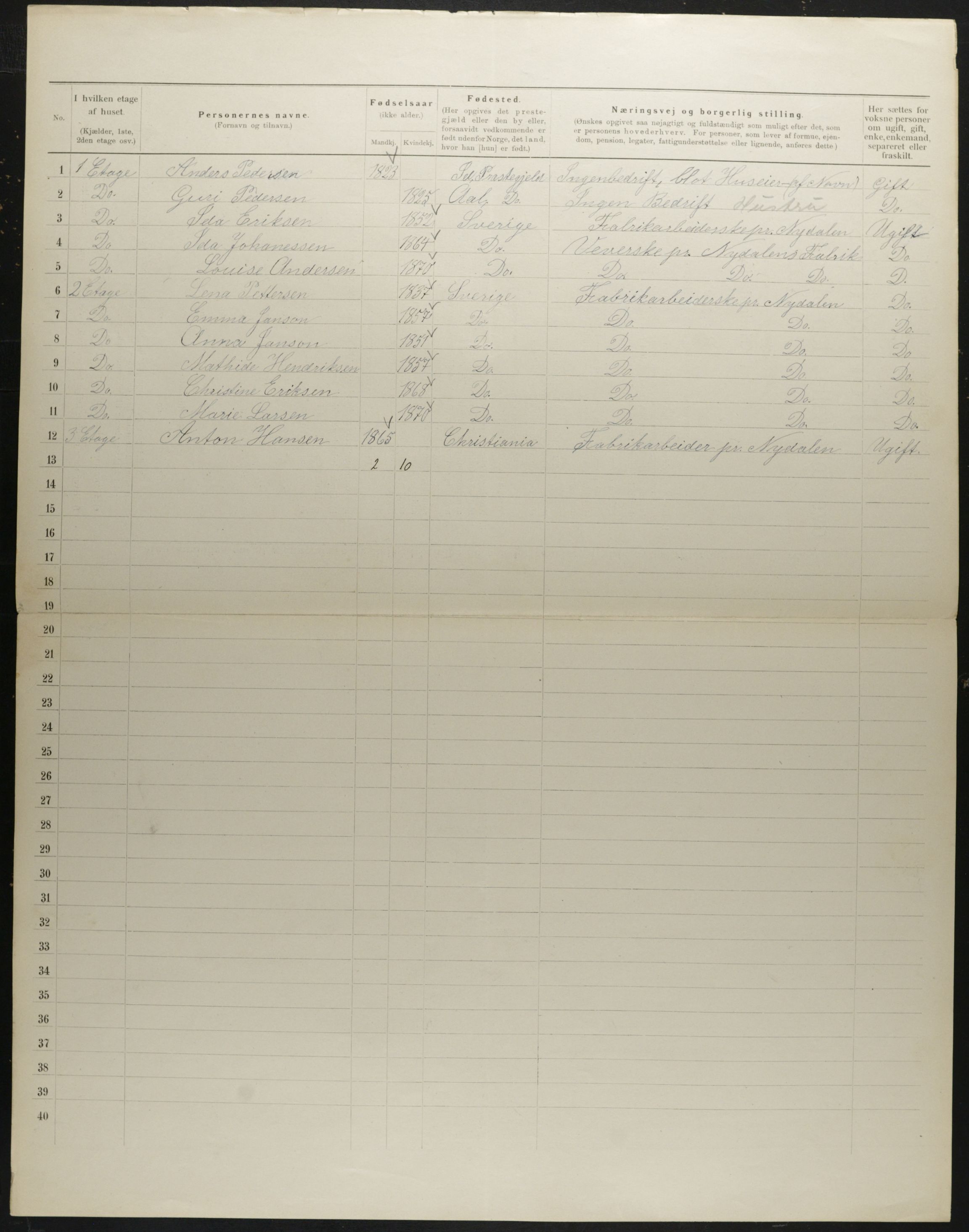 OBA, Municipal Census 1901 for Kristiania, 1901, p. 754