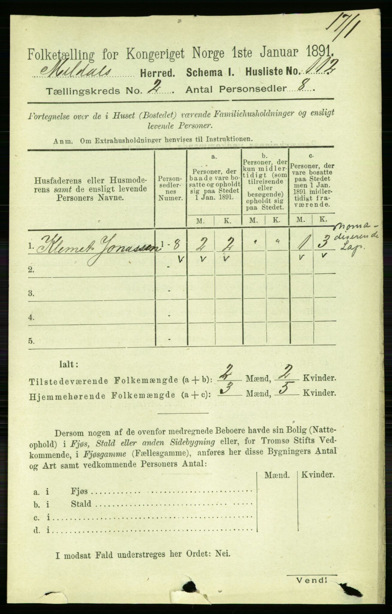 RA, 1891 census for 1636 Meldal, 1891, p. 1060