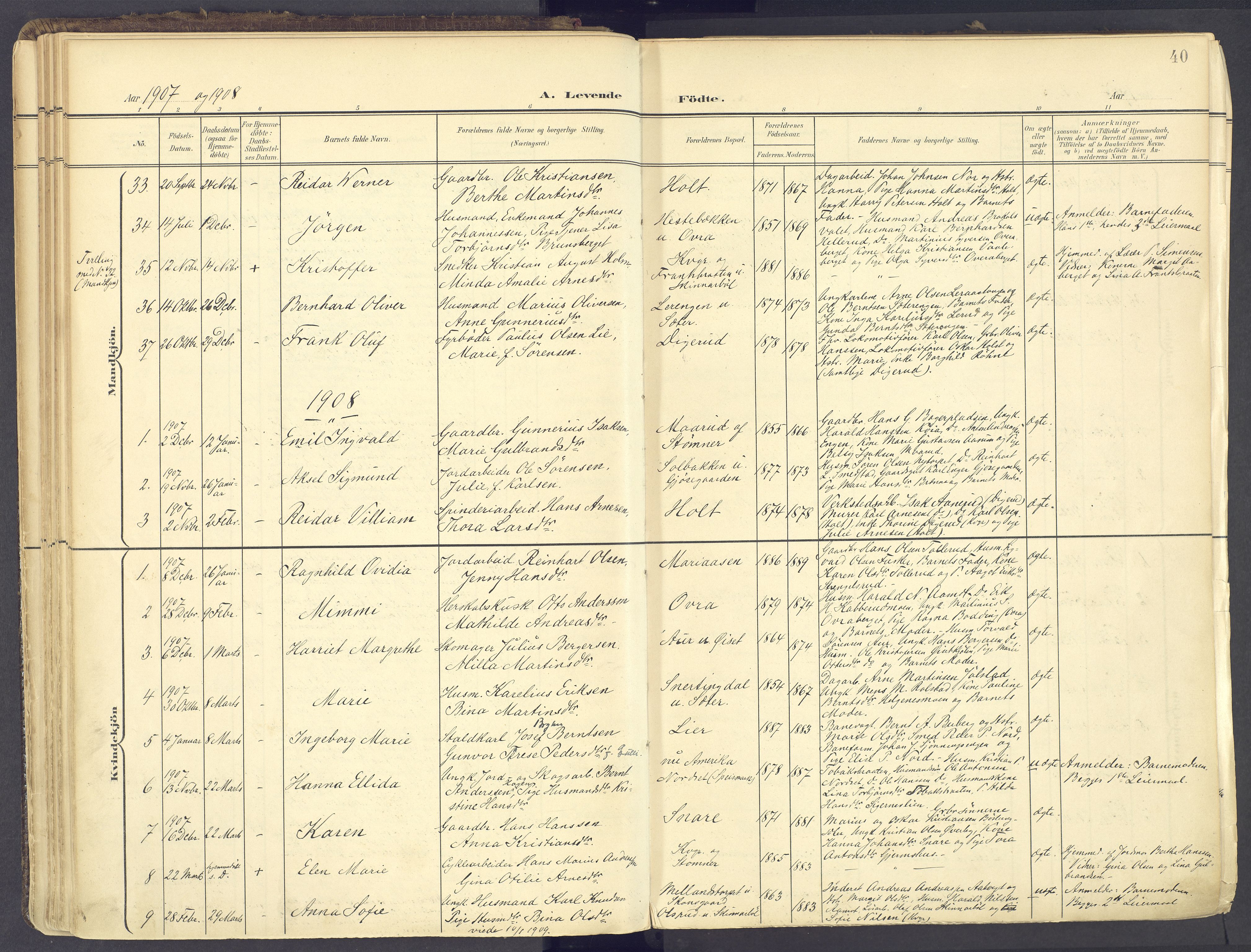 Vinger prestekontor, AV/SAH-PREST-024/H/Ha/Haa/L0017: Parish register (official) no. 17, 1901-1927, p. 40