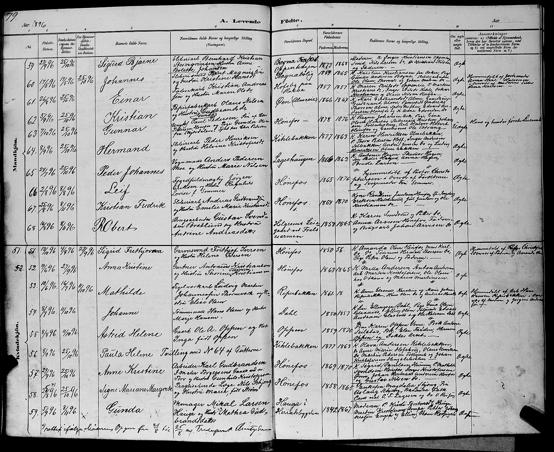 Hønefoss kirkebøker, AV/SAKO-A-609/G/Ga/L0002: Parish register (copy) no. 2, 1888-1904, p. 79