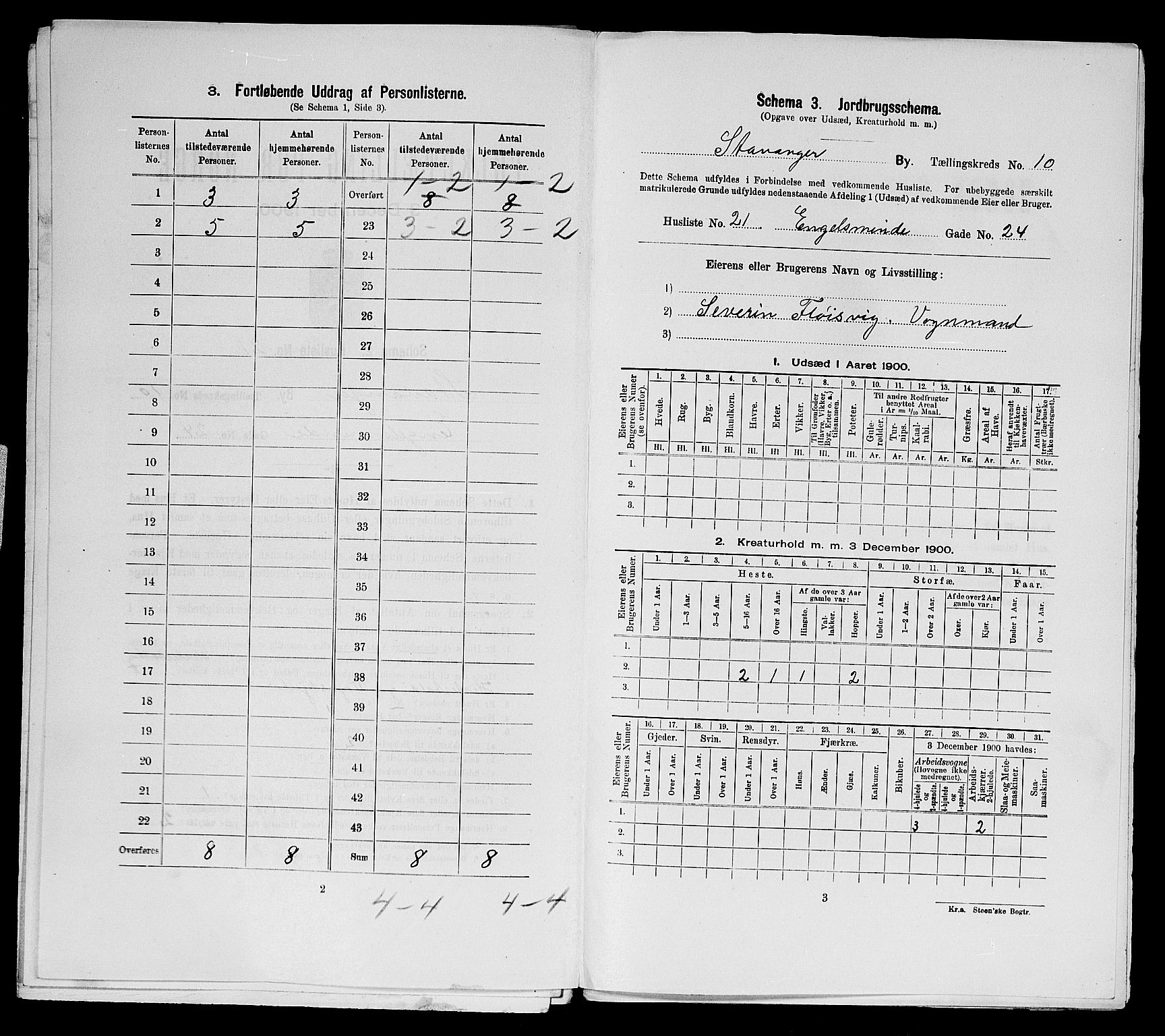 SAST, 1900 census for Stavanger, 1900, p. 18496
