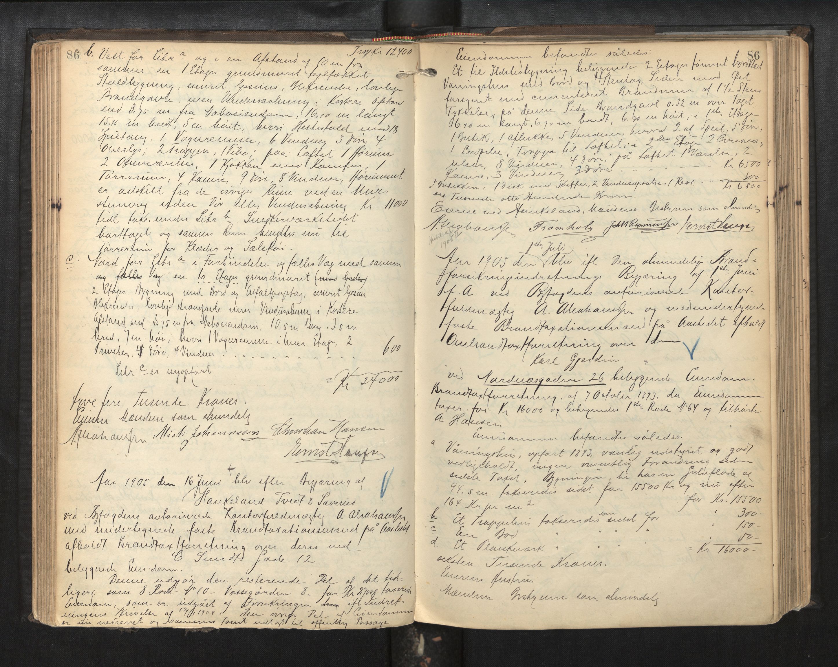 Byfogd og Byskriver i Bergen, AV/SAB-A-3401/11/11Da/L0013: Branntakstprotokoll, 1903-1906, p. 86