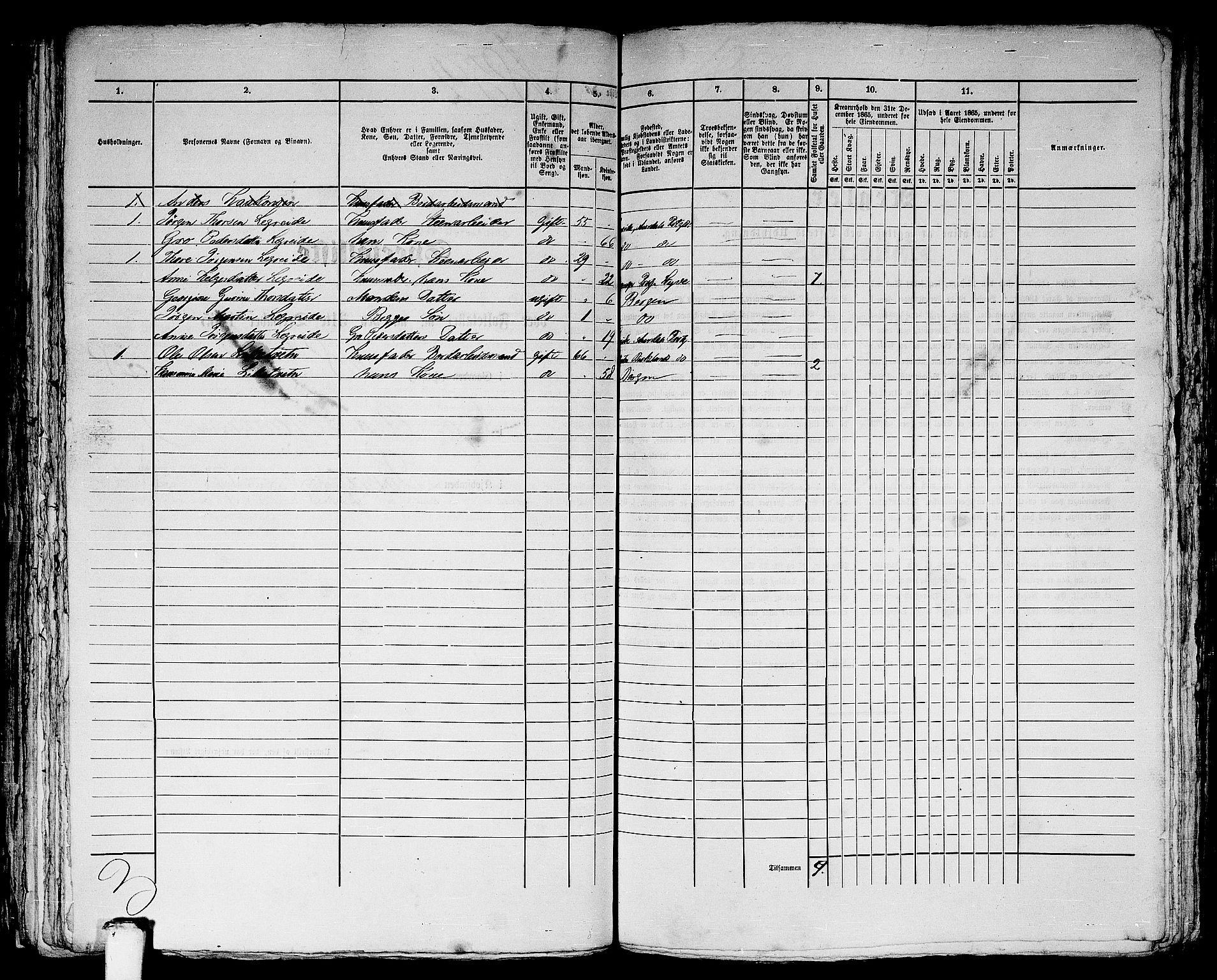 RA, 1865 census for Bergen, 1865, p. 3794