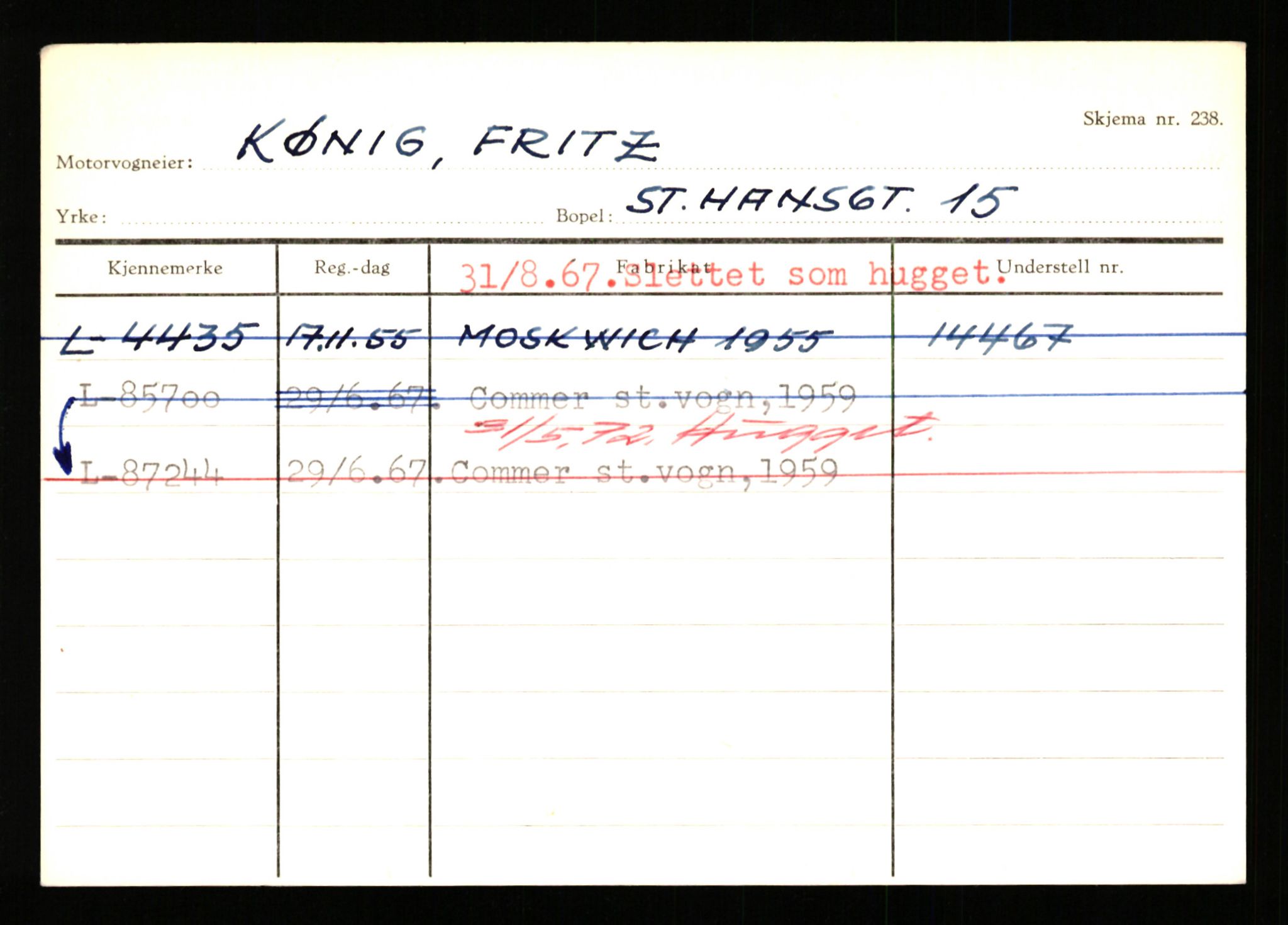 Stavanger trafikkstasjon, AV/SAST-A-101942/0/H/L0021: Kristiania - Landsnes, 1930-1971, p. 2250