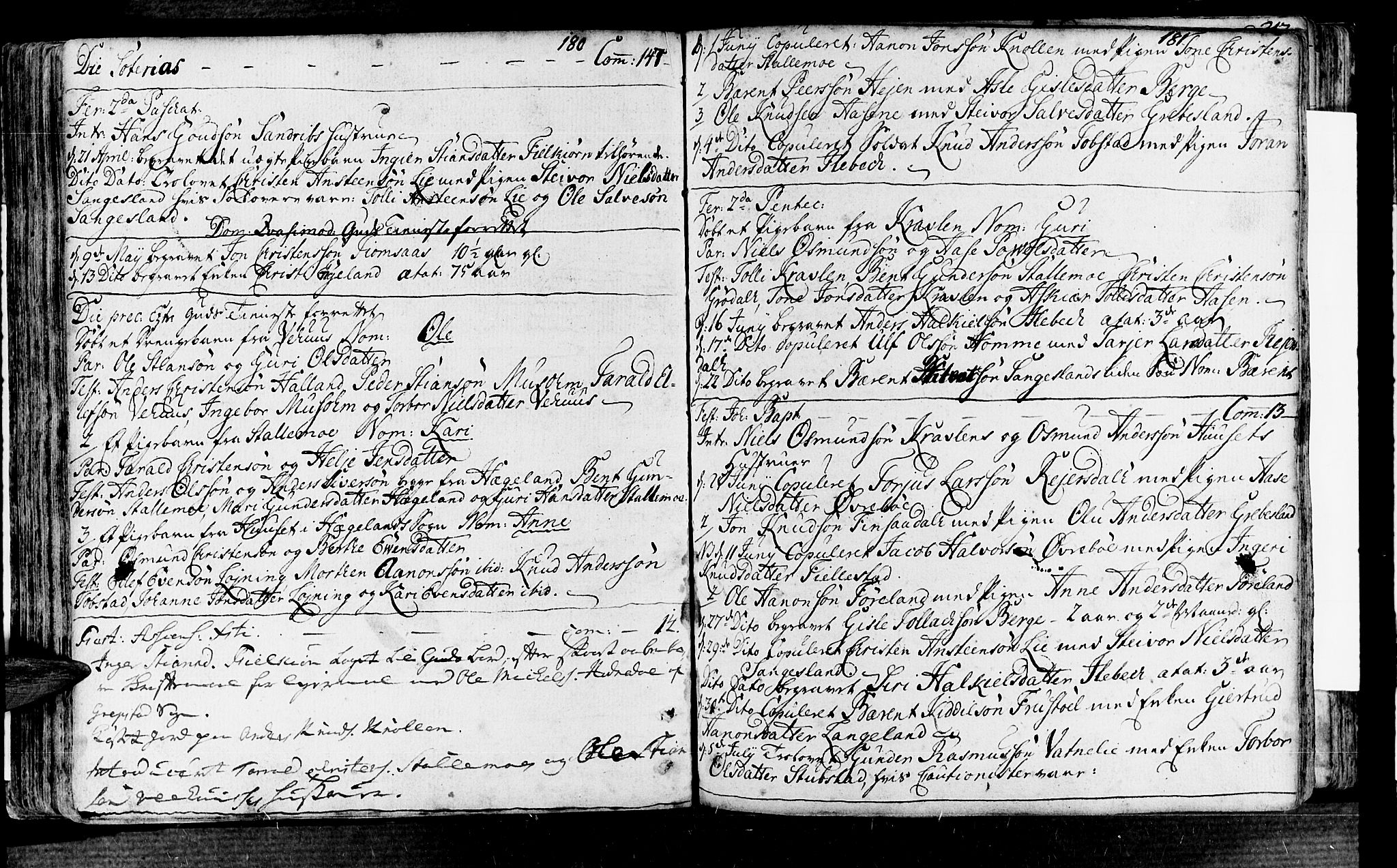 Vennesla sokneprestkontor, AV/SAK-1111-0045/Fa/Fac/L0001: Parish register (official) no. A 1, 1743-1784, p. 180-181