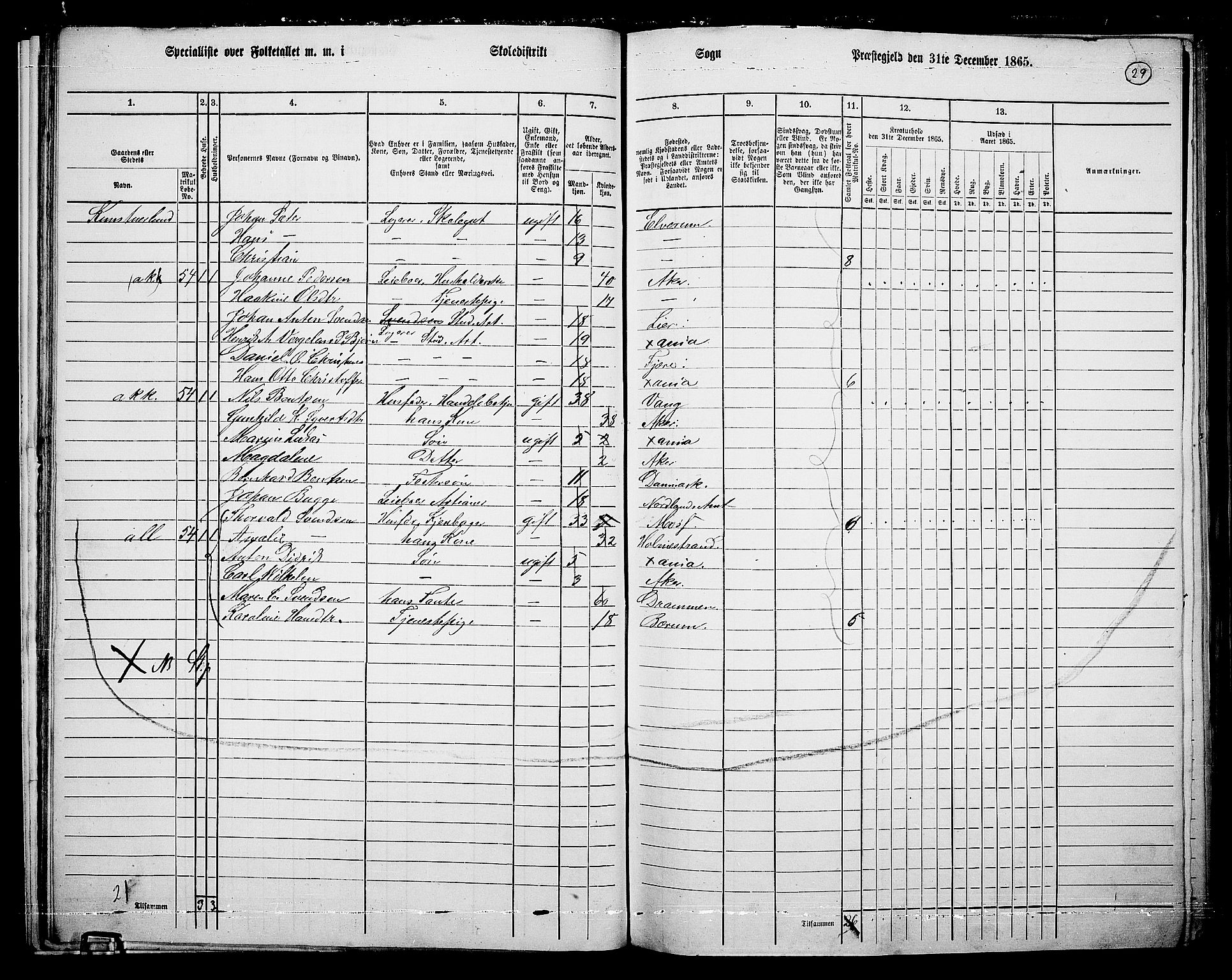 RA, 1865 census for Vestre Aker, 1865, p. 26