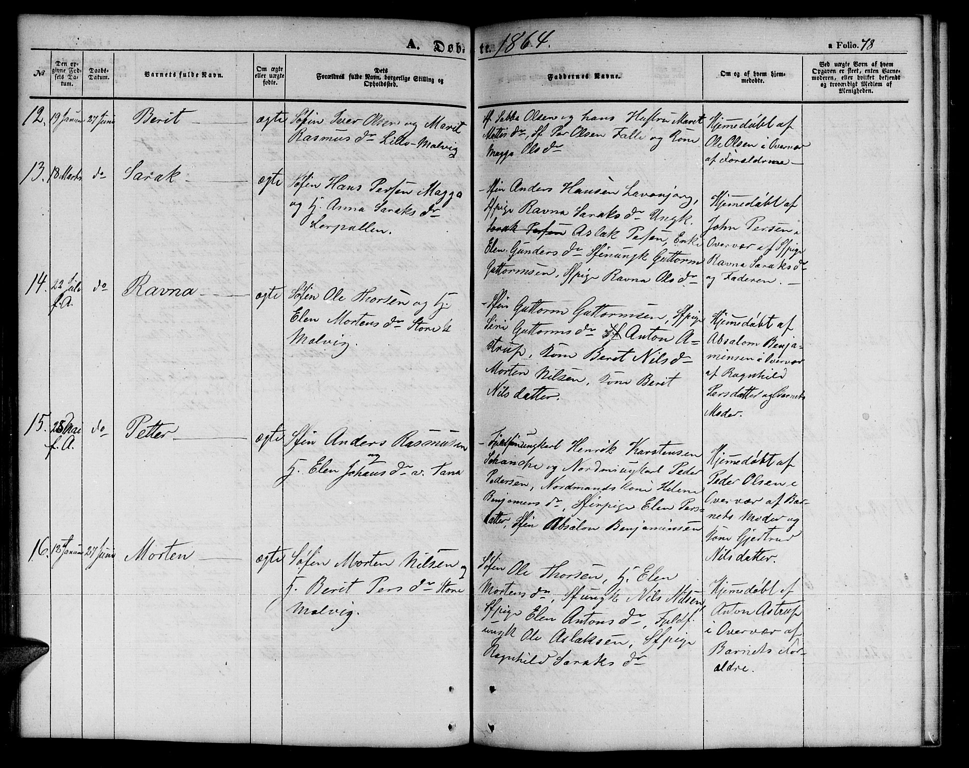 Tana sokneprestkontor, SATØ/S-1334/H/Hb/L0001klokker: Parish register (copy) no. 1 /1, 1853-1867, p. 78