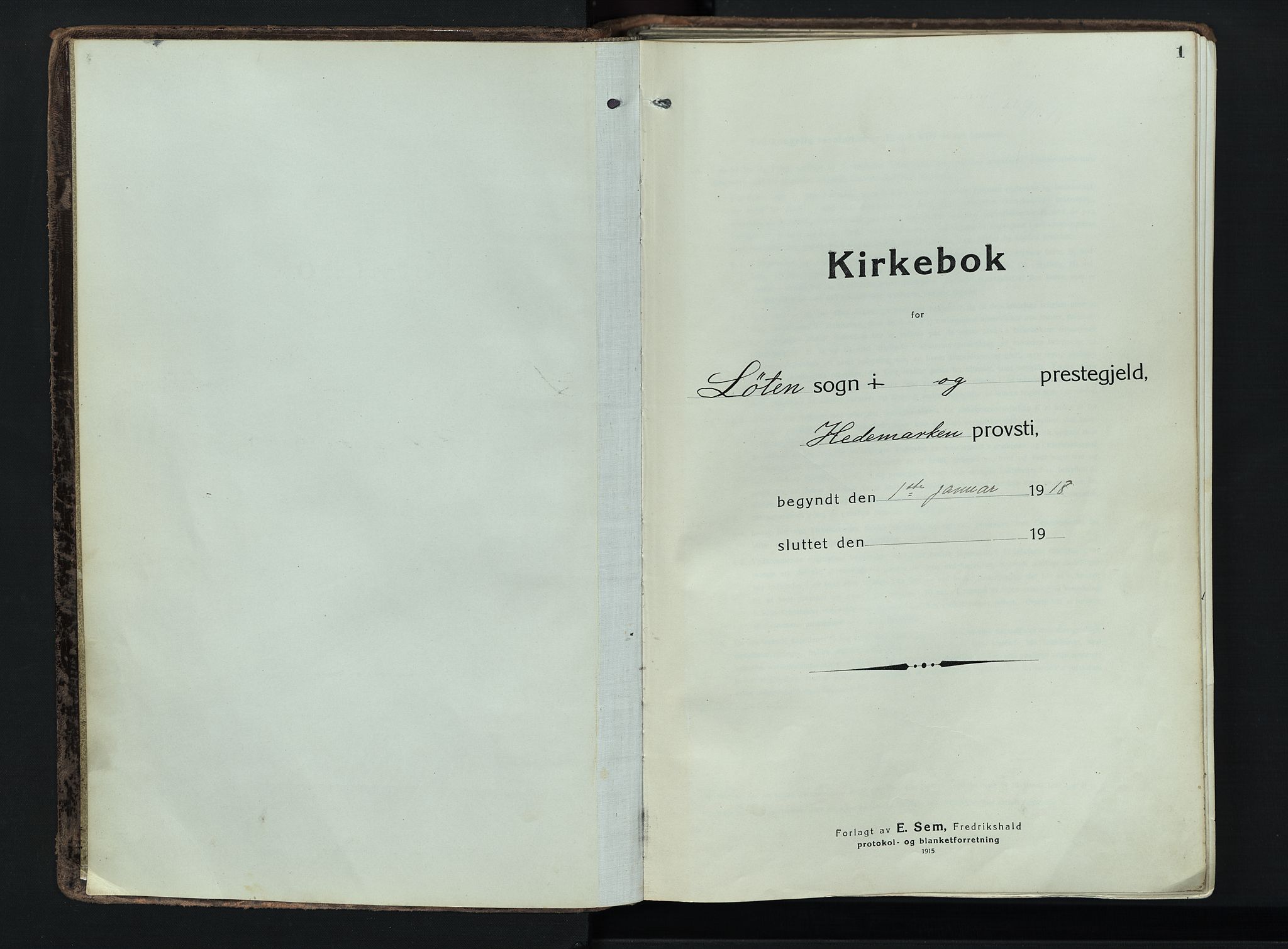 Løten prestekontor, SAH/PREST-022/K/Ka/L0012: Parish register (official) no. 12, 1918-1926, p. 1