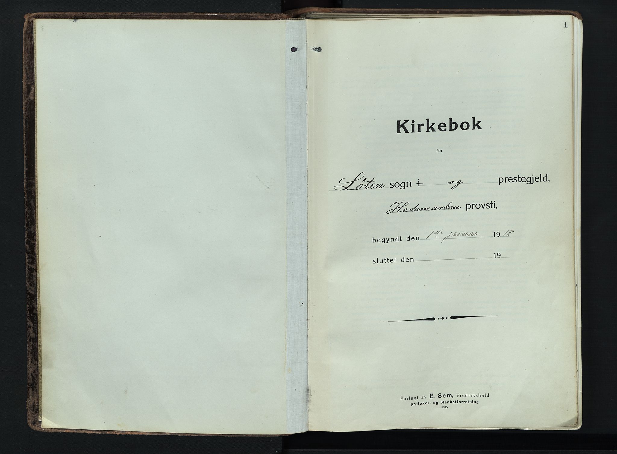 Løten prestekontor, AV/SAH-PREST-022/K/Ka/L0012: Parish register (official) no. 12, 1918-1926, p. 1