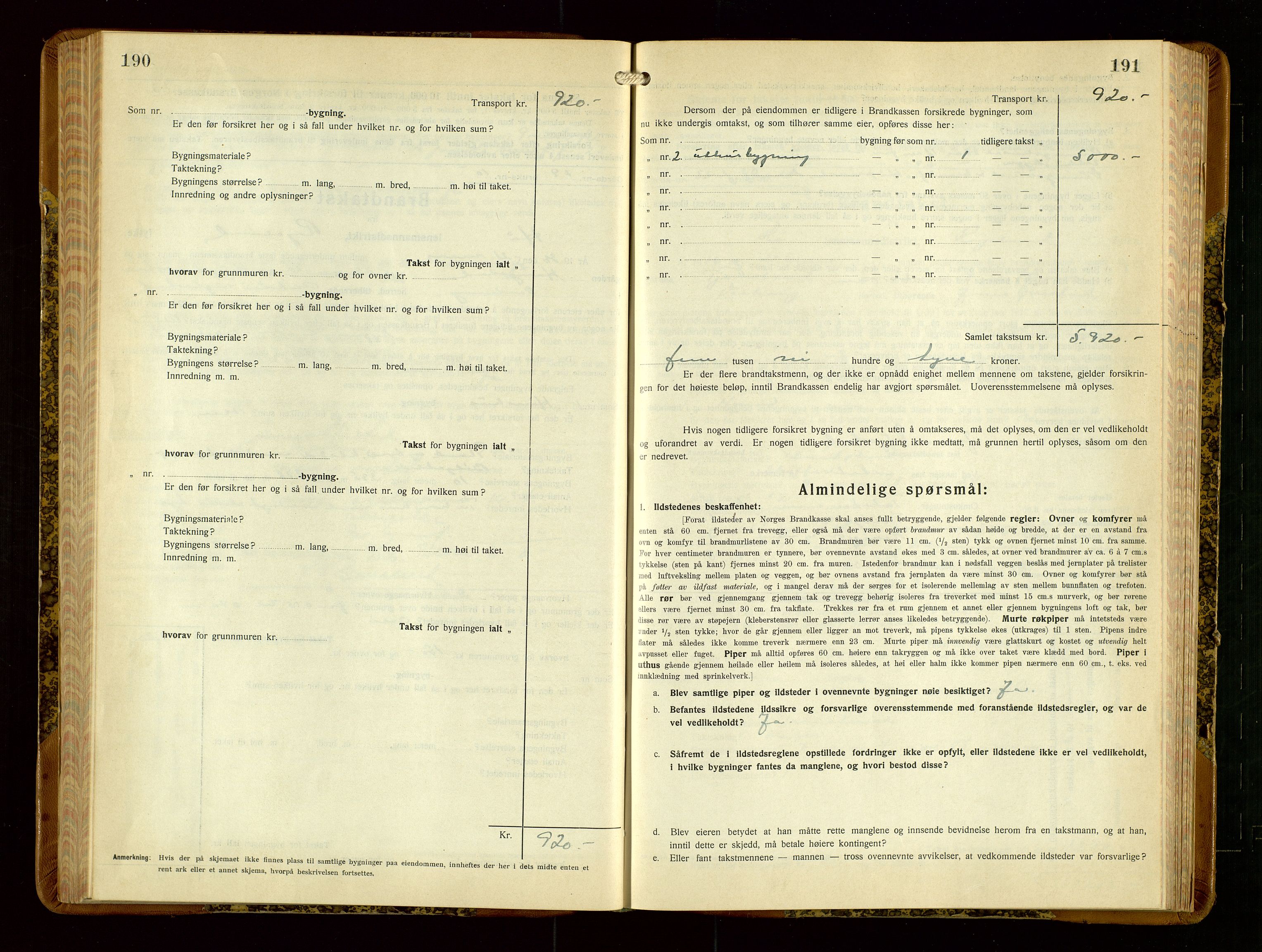 Hå lensmannskontor, AV/SAST-A-100456/Goa/L0006: Takstprotokoll (skjema), 1932-1938, p. 190-191