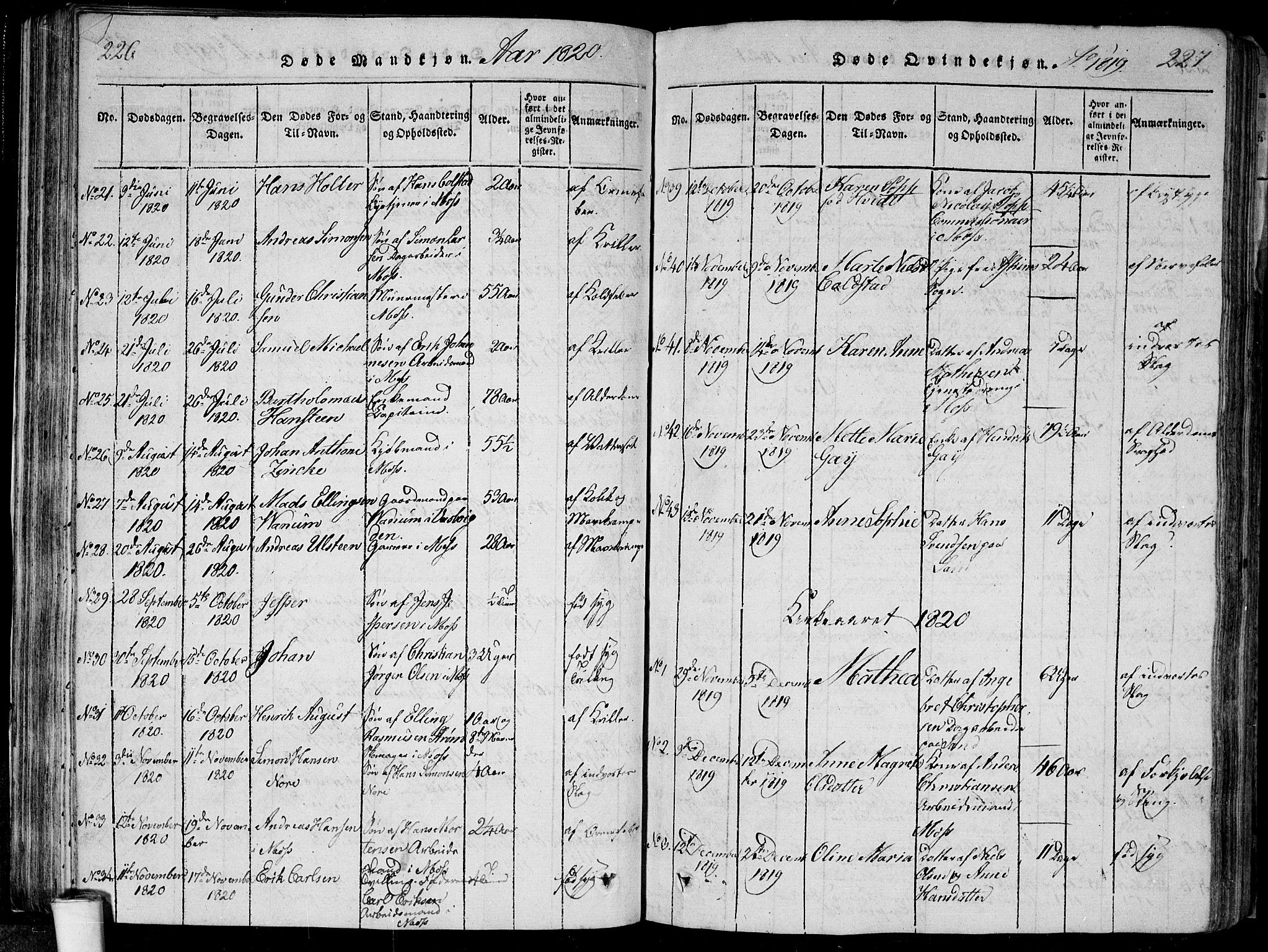 Moss prestekontor Kirkebøker, SAO/A-2003/F/Fa/L0005: Parish register (official) no. I 5, 1814-1828, p. 226-227