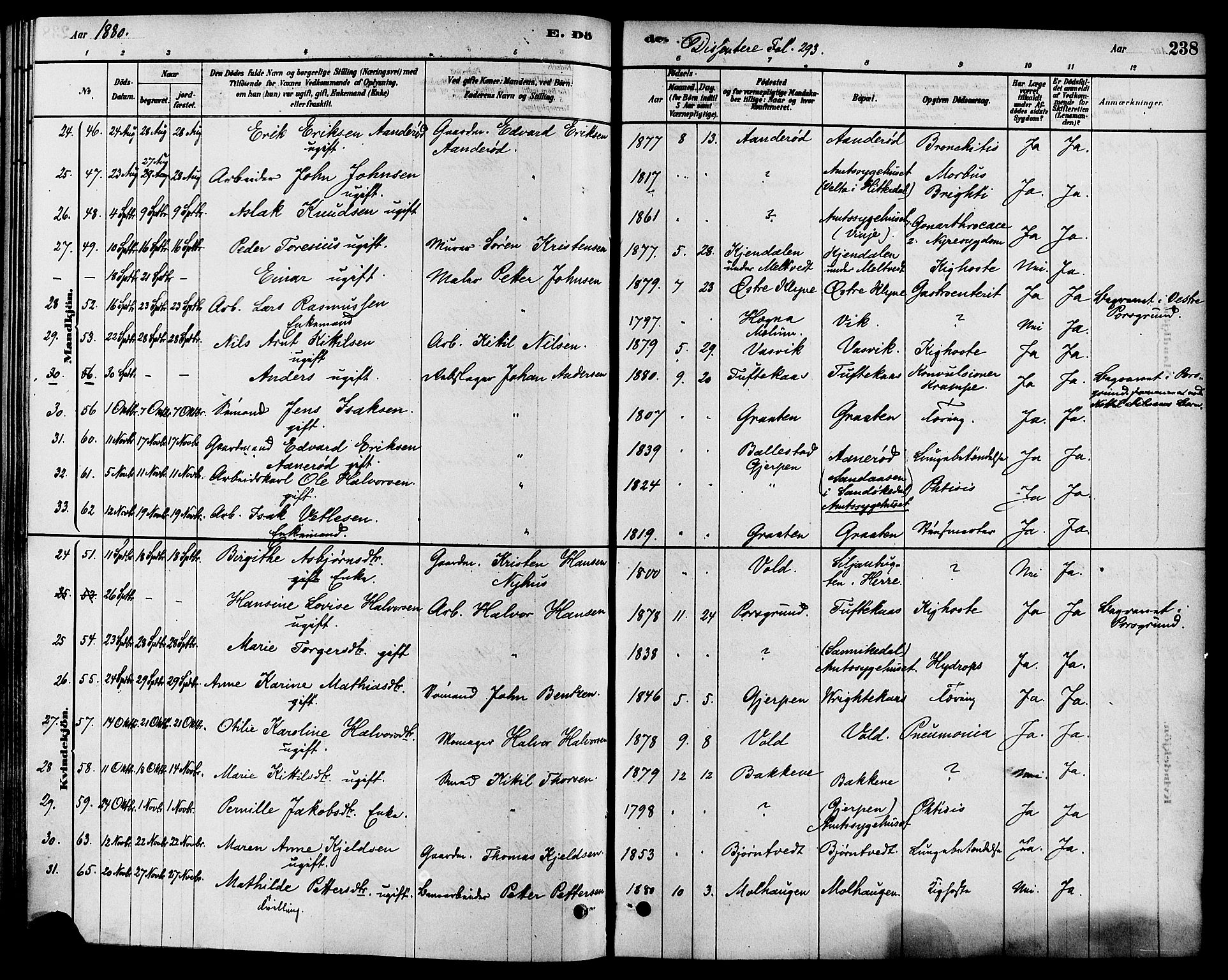 Solum kirkebøker, SAKO/A-306/F/Fa/L0009: Parish register (official) no. I 9, 1877-1887, p. 238