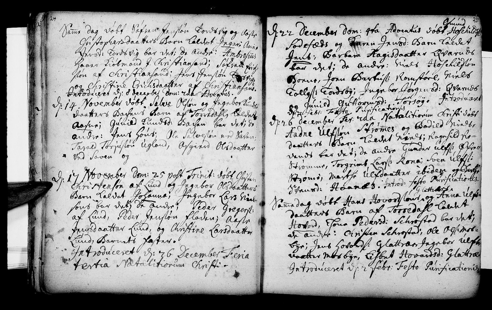 Oddernes sokneprestkontor, AV/SAK-1111-0033/F/Fa/Faa/L0002: Parish register (official) no. A 2, 1719-1764, p. 24-25