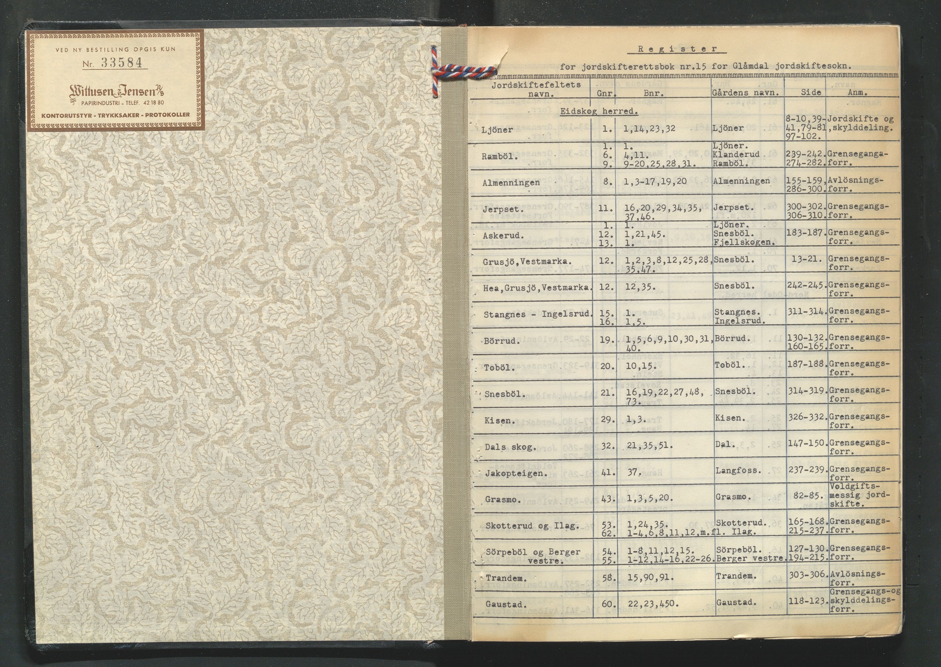 Glåmdal jordskifterett, AV/SAH-JORDSKIFTEH-003/G/Ga/L0009/0002: Rettsbøker / Rettsbok - nr. 15, 1953-1957